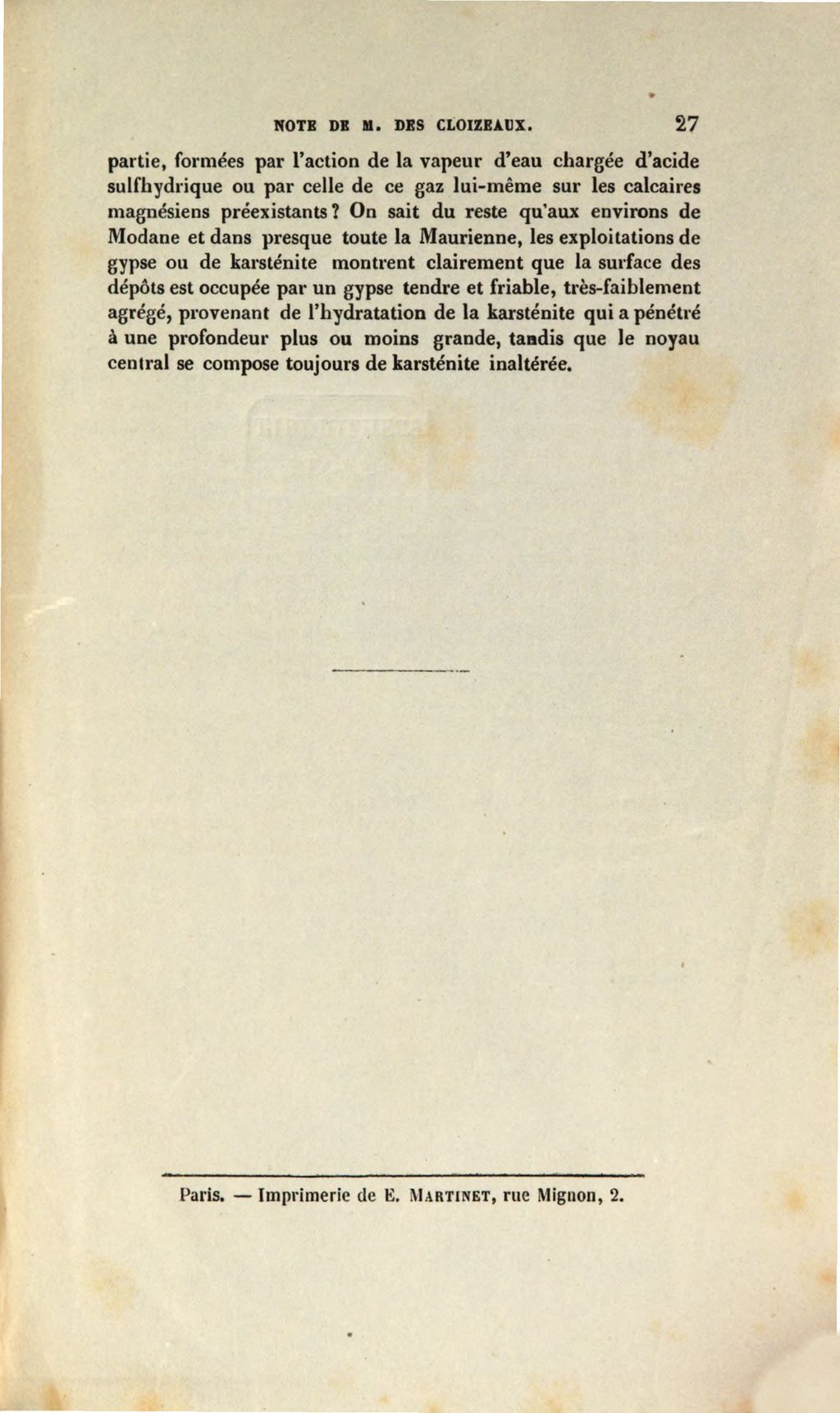 Cover of Origine de la karsténite de Modane en Savoie