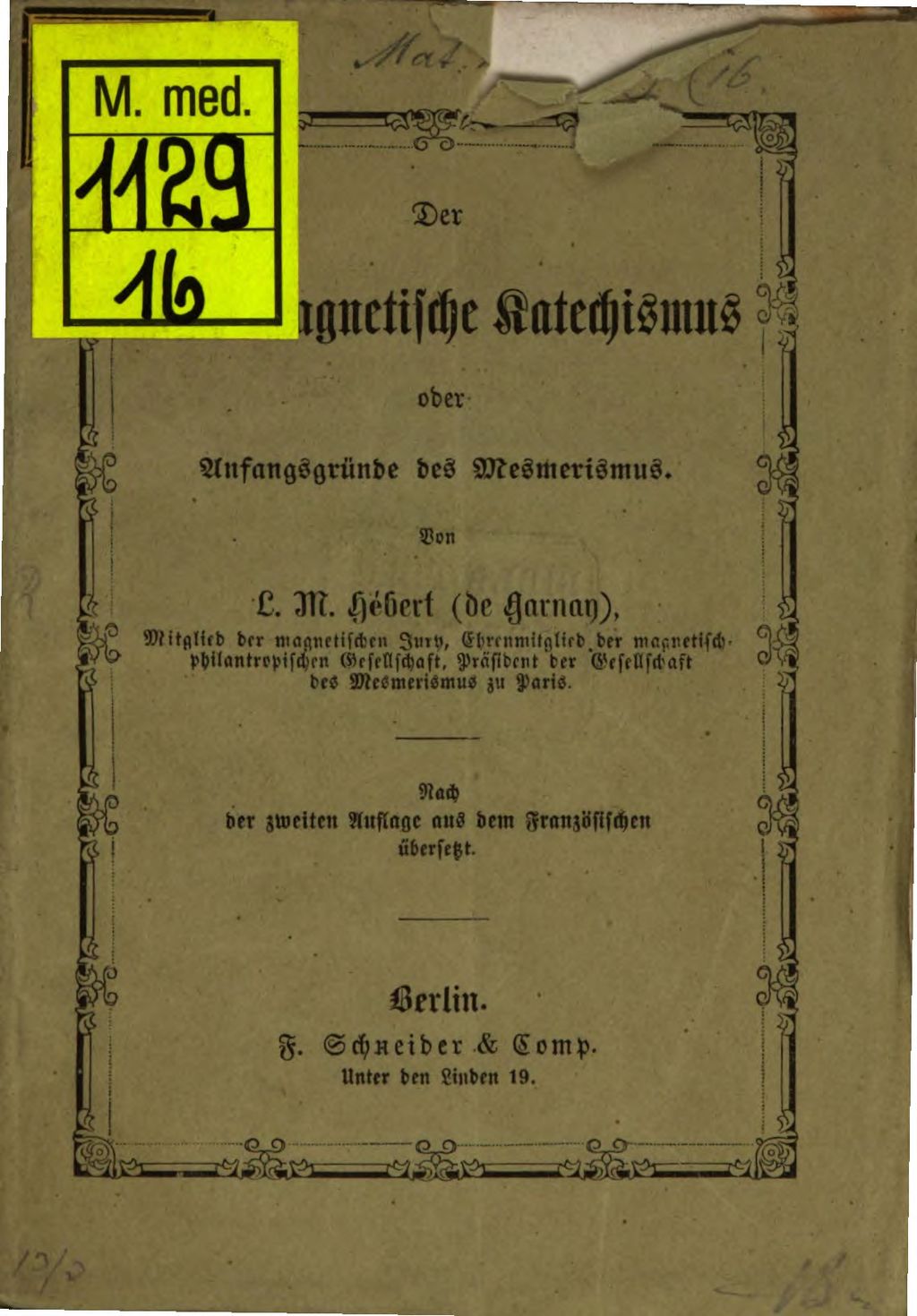 Cover of Der kleine magnetische Katechismus oder Anfangsgründe des Mesmerismus