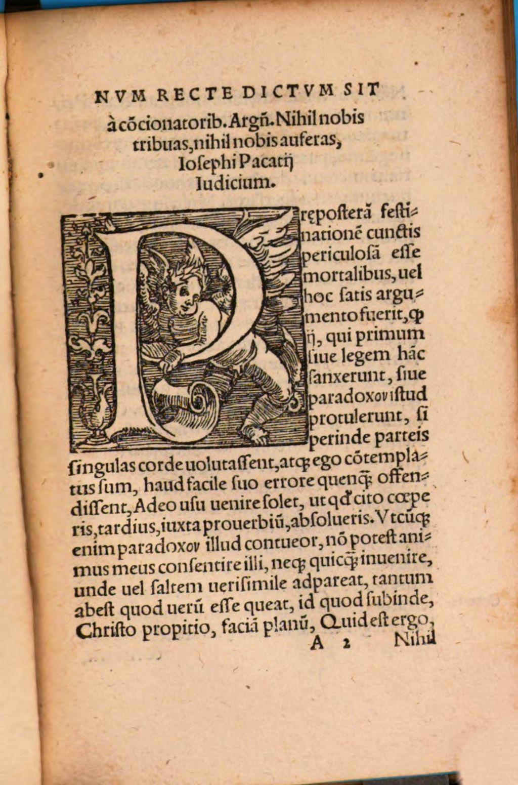 Cover of Nvm Recte Dictvm Sit A Concionatoribvs Arg. Nihil Nobis Tribvas, Nihil Nobis Avferas, Iosephi Pacatii Ivdicivm