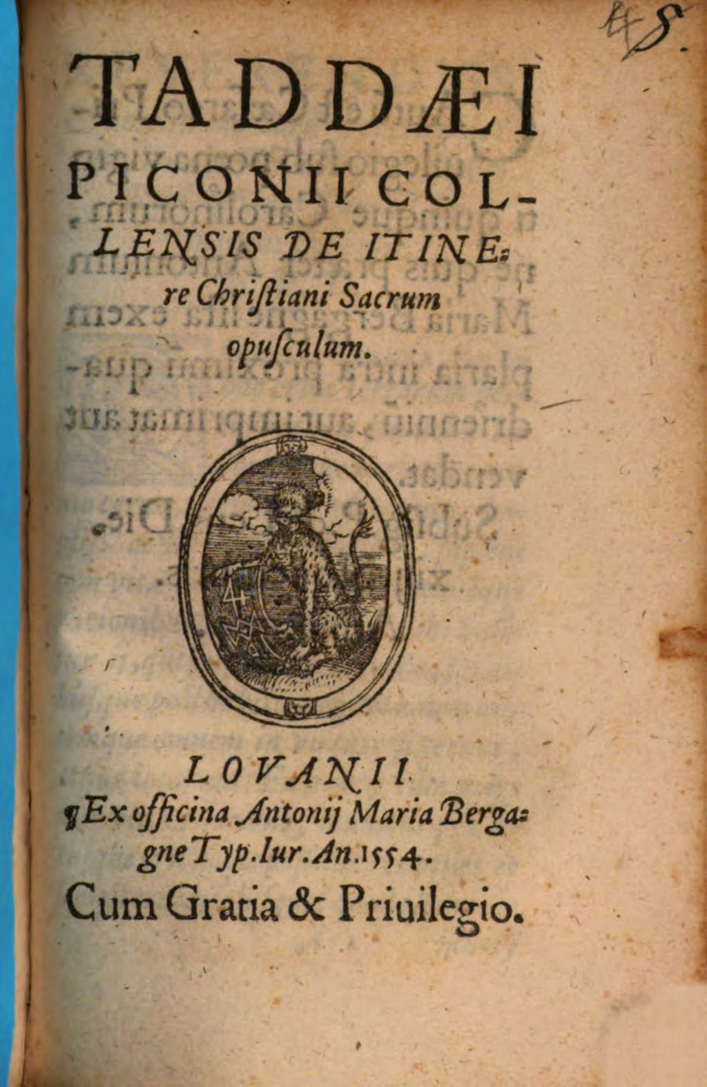 Cover of Taddaei Piconii Collensis De Itinere Christiani Sacrum opusculum