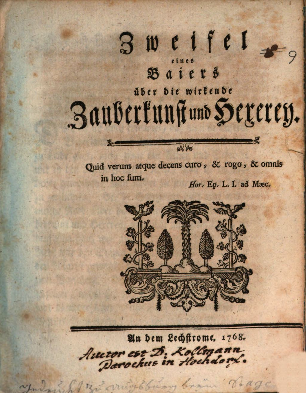 Cover of Zweifel eines Baiers über die wirkende Zauberkunst und Hexerey