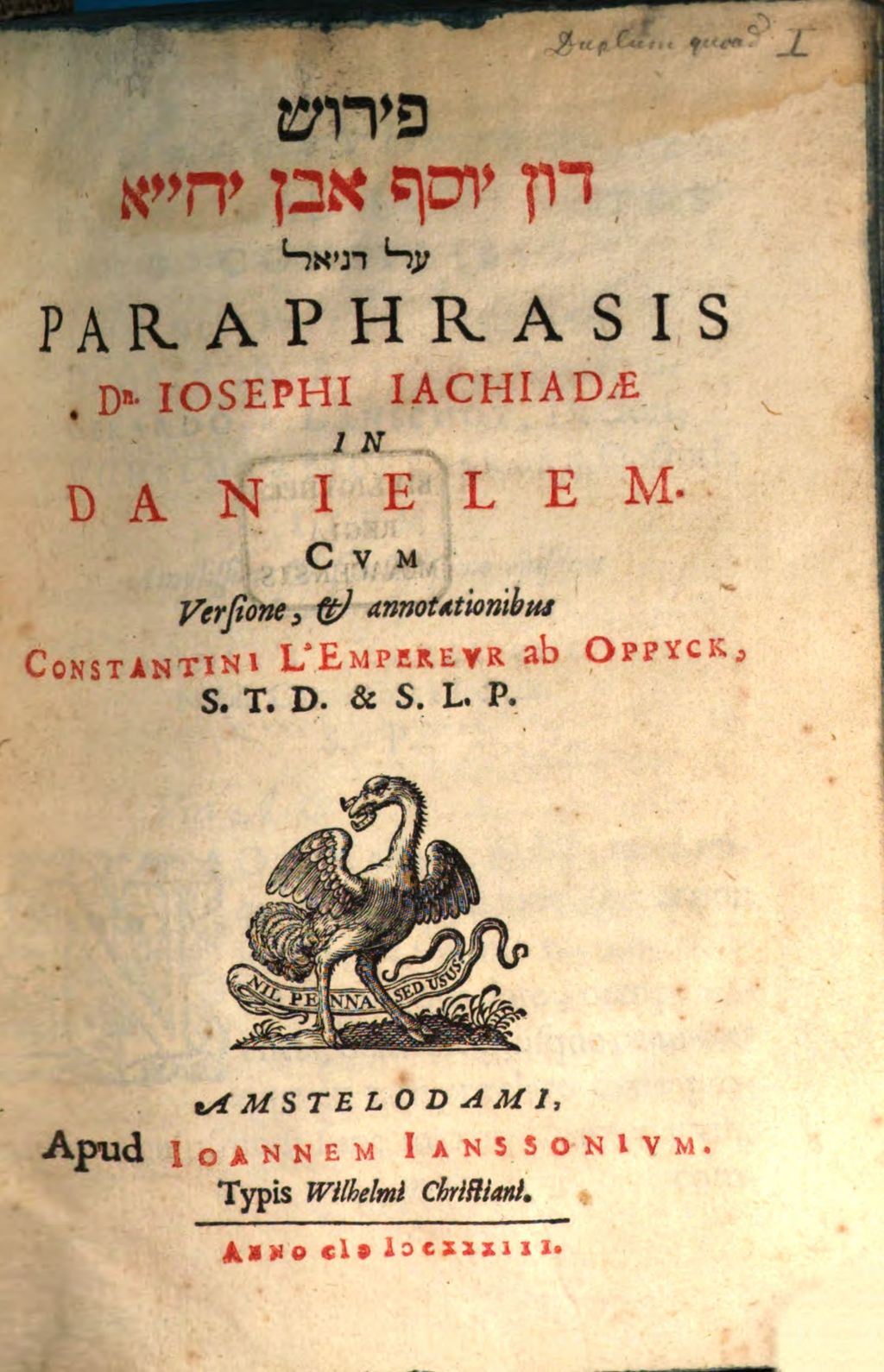 Cover of Paraphrasis Dr. Jos. Jachiadae in Danielem