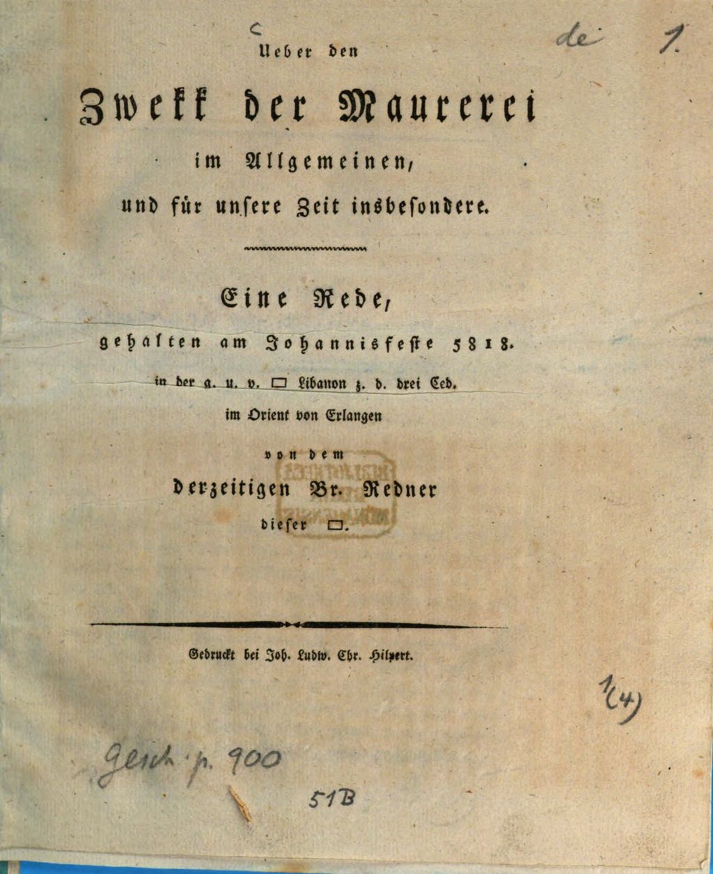 Cover of Über den Zweck der Maurerei im Allgemeinen, und für unsere Zeit insbesondere