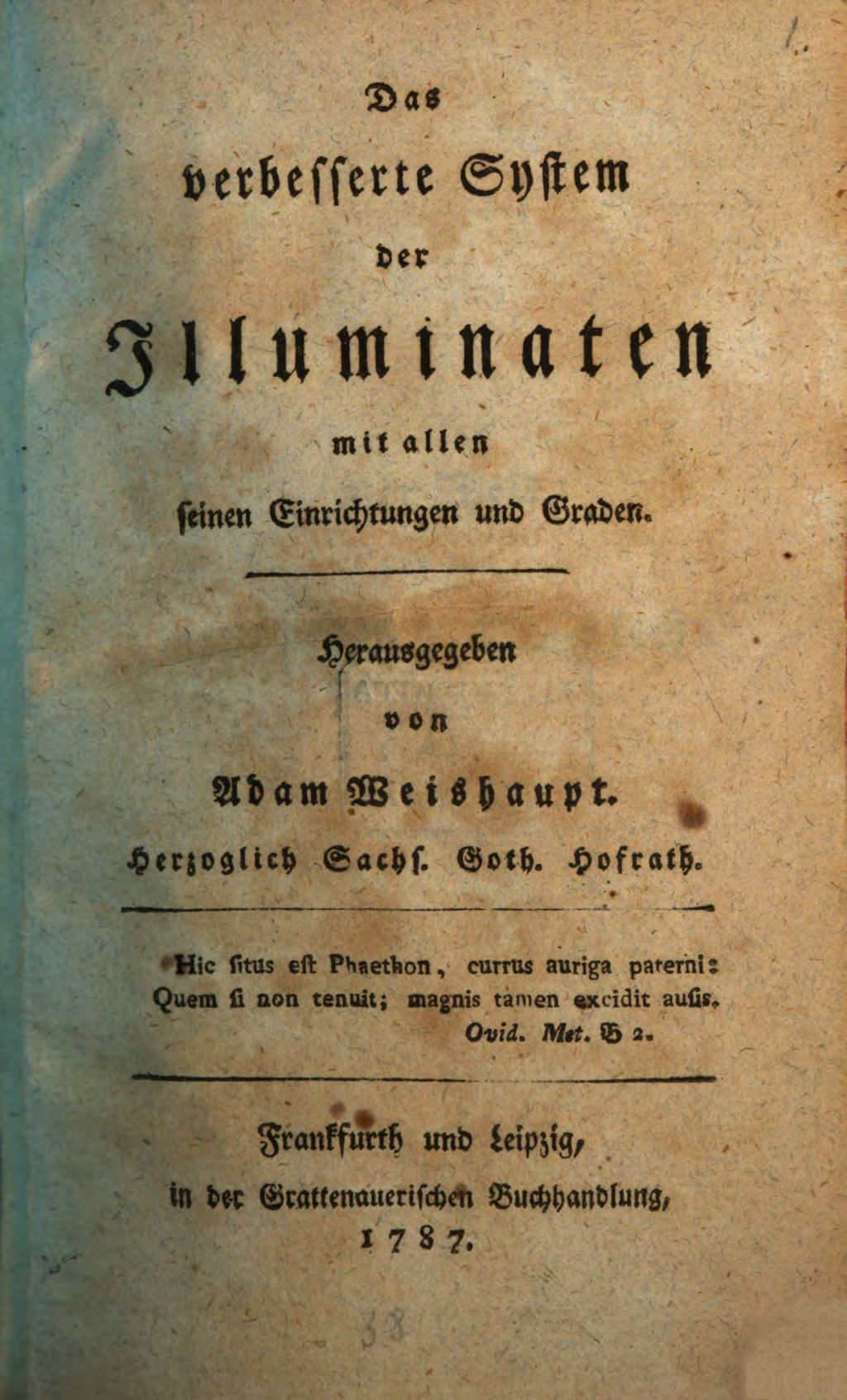Cover of Das verbesserte System der Illuminaten mit allen seinen Einrichtungen und Graden