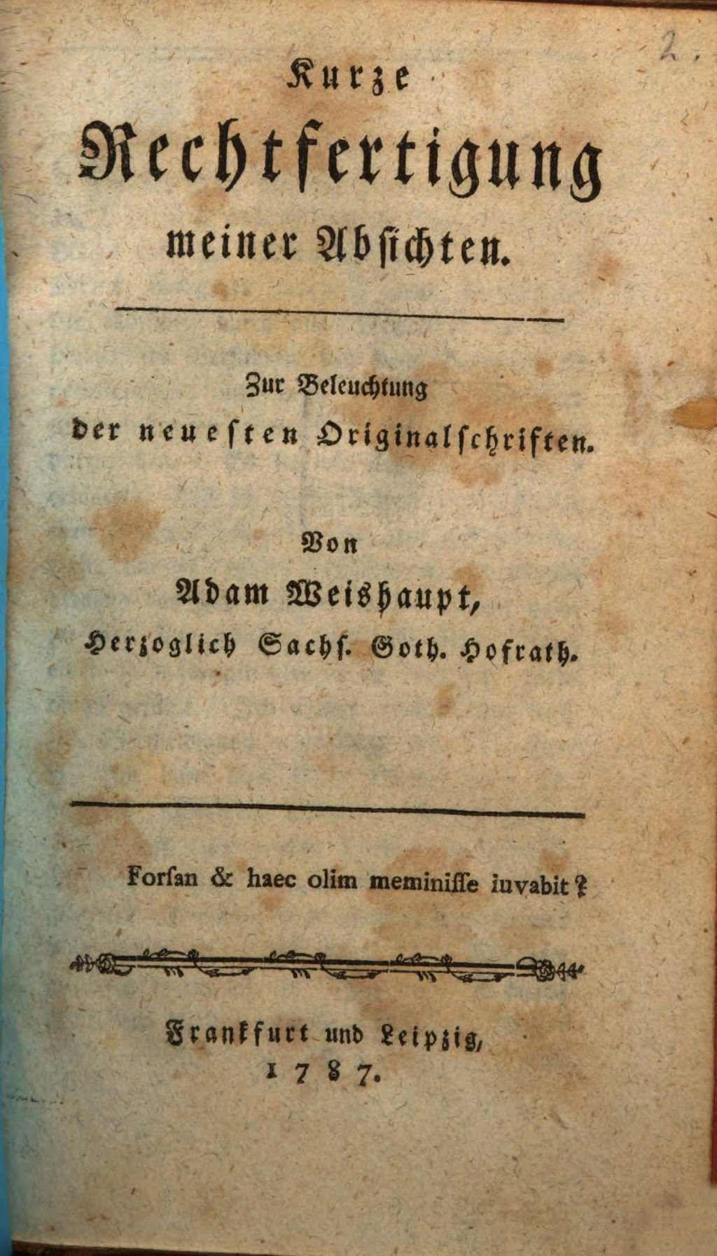 Cover of Kurze Rechtfertigung meiner Absichten