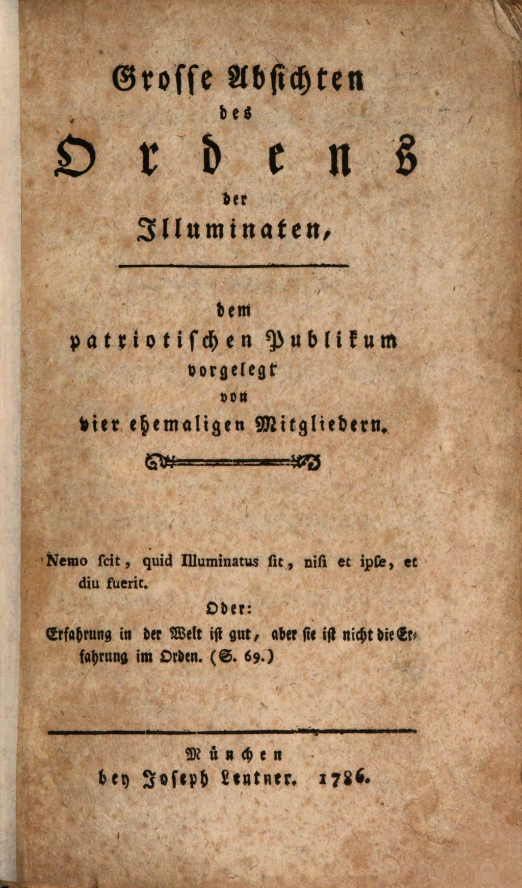 Cover of Grosse Absichten des Ordens der Illuminaten
