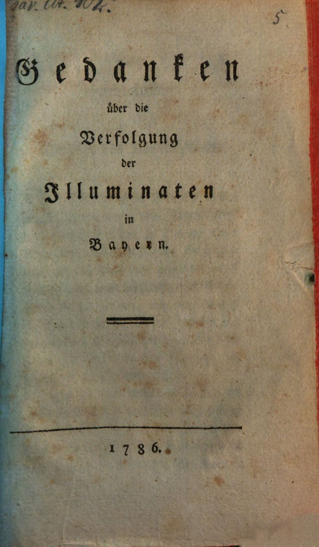 Cover of Gedanken über die Verfolgung der Illuminaten in Bayern
