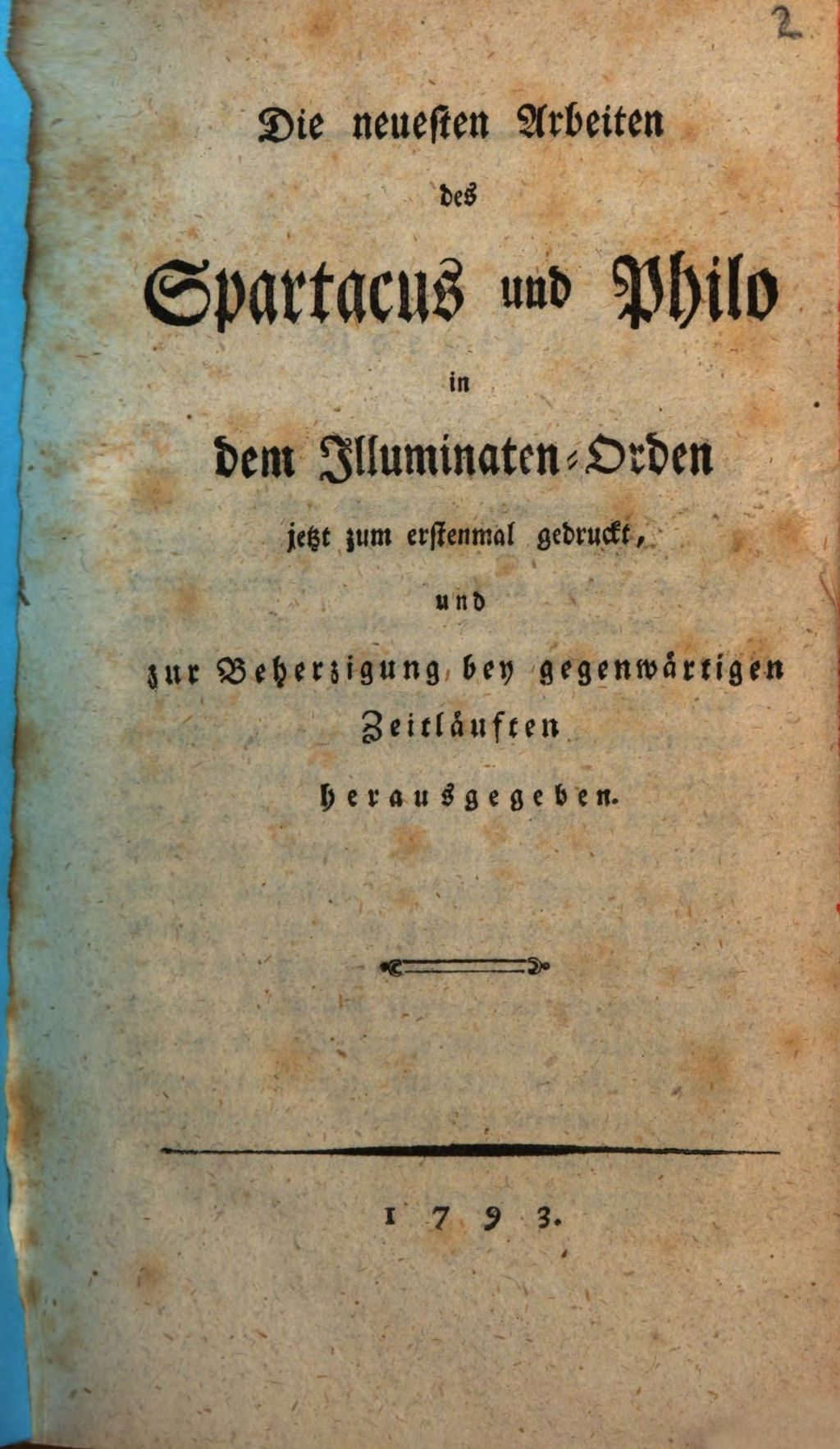 Cover of Die neuesten Arbeiten des Spartacus und Philo in dem Illuminaten -Orden
