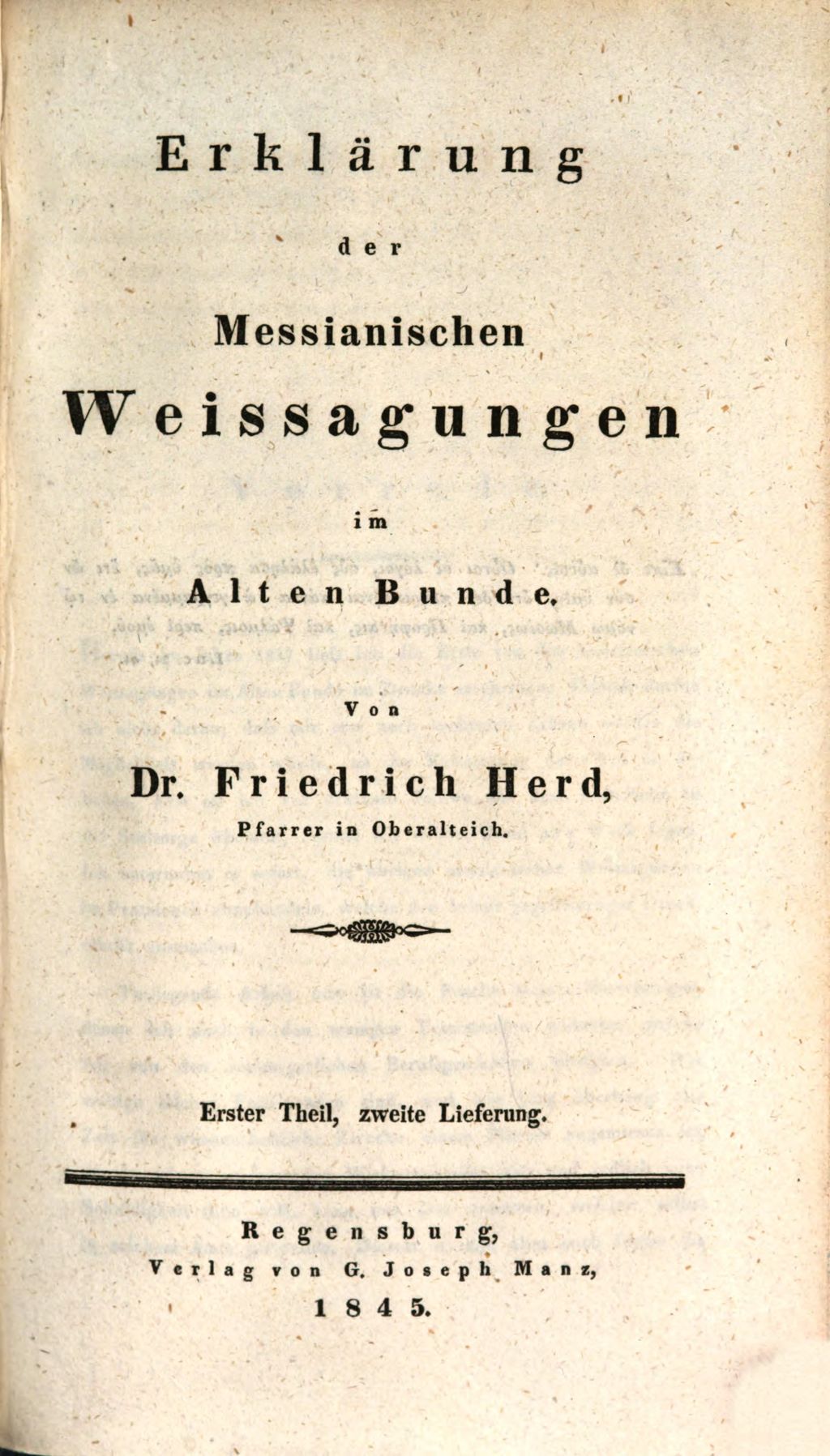 Cover of Erklärung der Messianischen Weissagungen im Alten Bunde. 1,2