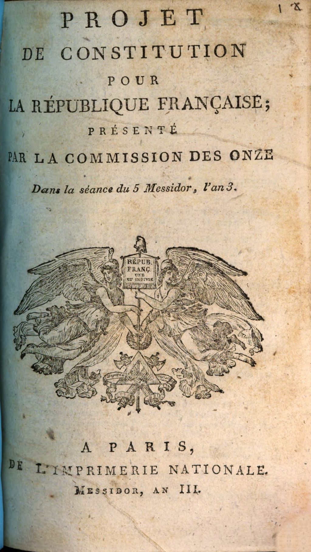 Cover of Projet de Constitution pour la république Française