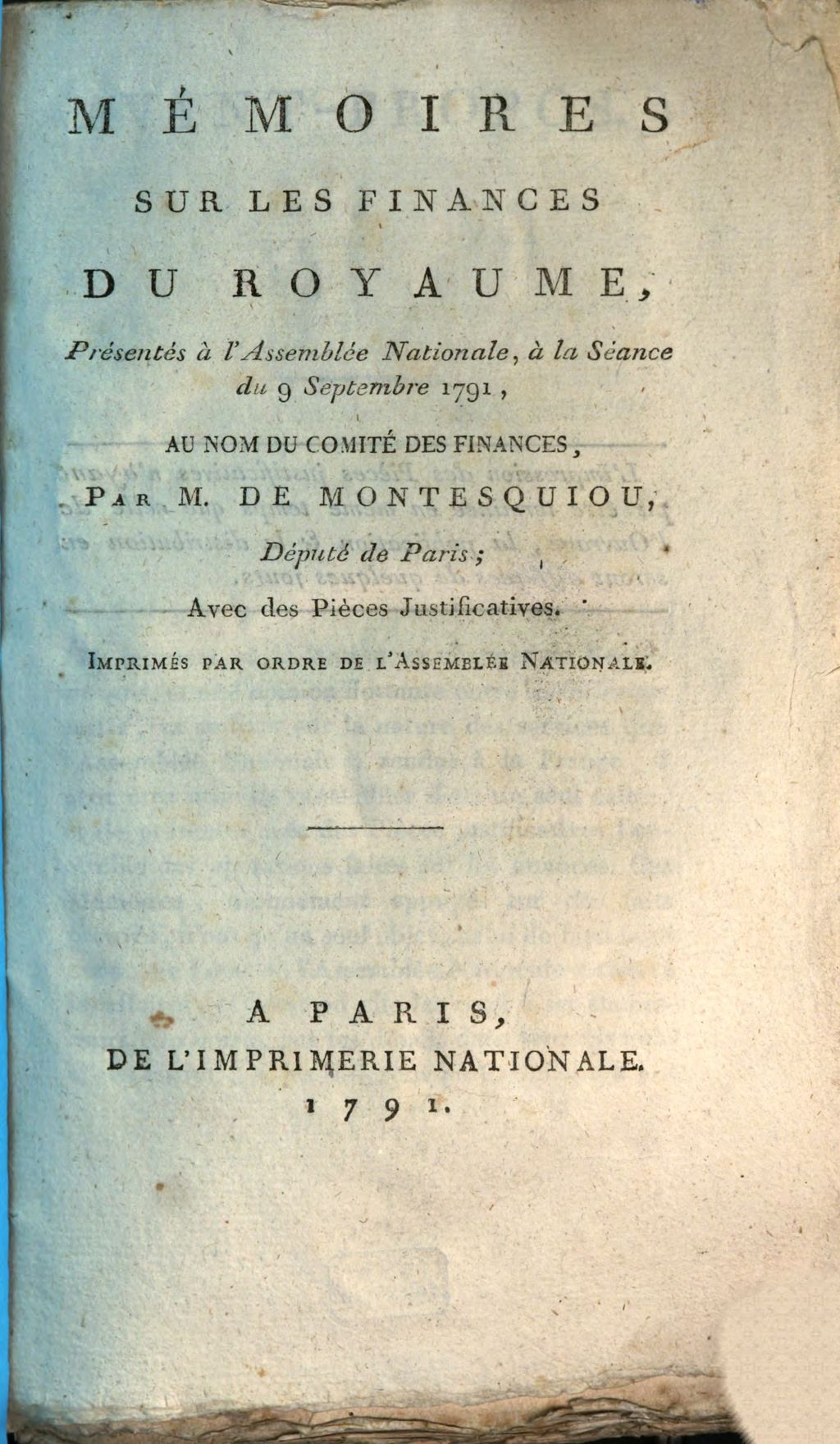 Cover of Mémoires Sur Les Finances Du Royaume