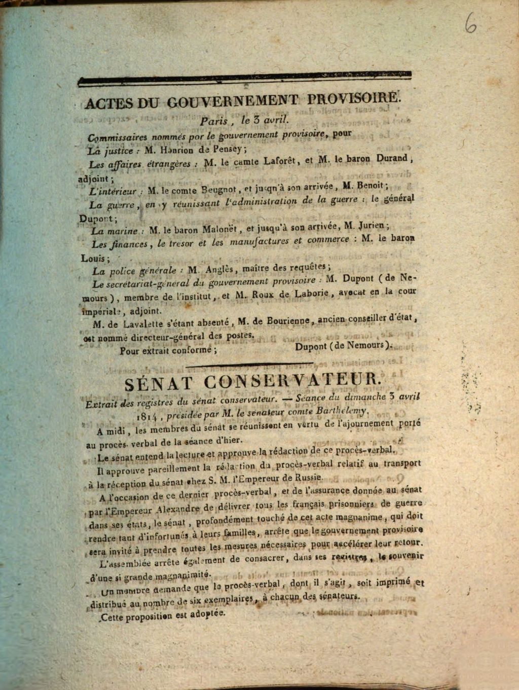 Cover of Actes Du Gouvernement Provisoire. Paris, le 3 avril