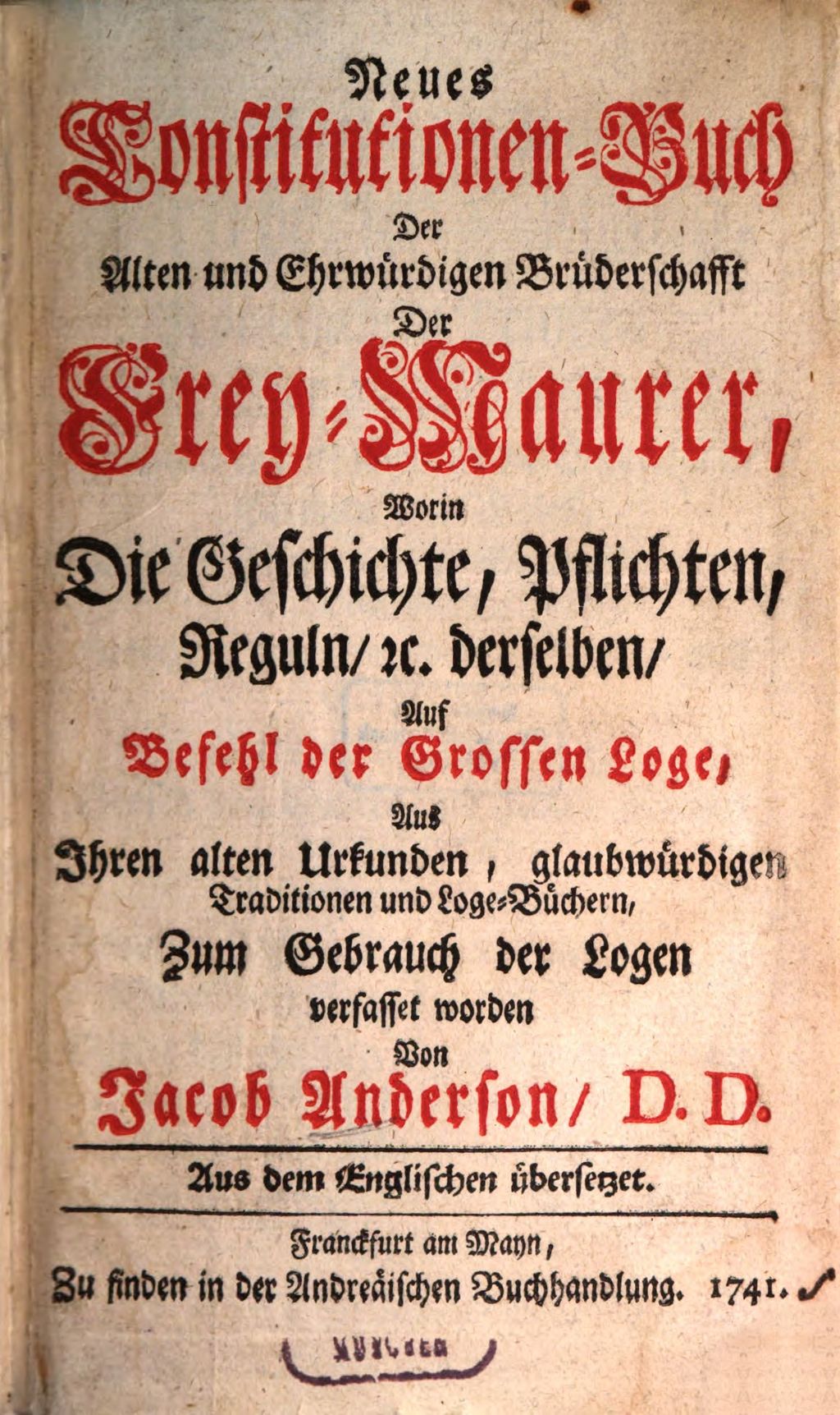Cover of Neues Constitutionen-Buch ... der Freymaurer