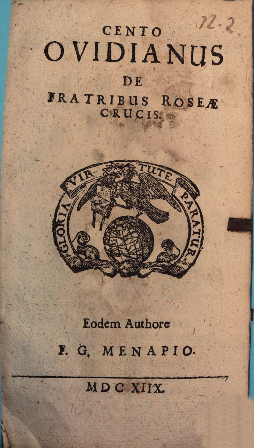 Cover of Cento Ovidianus De Fratribus Roseae Crucis