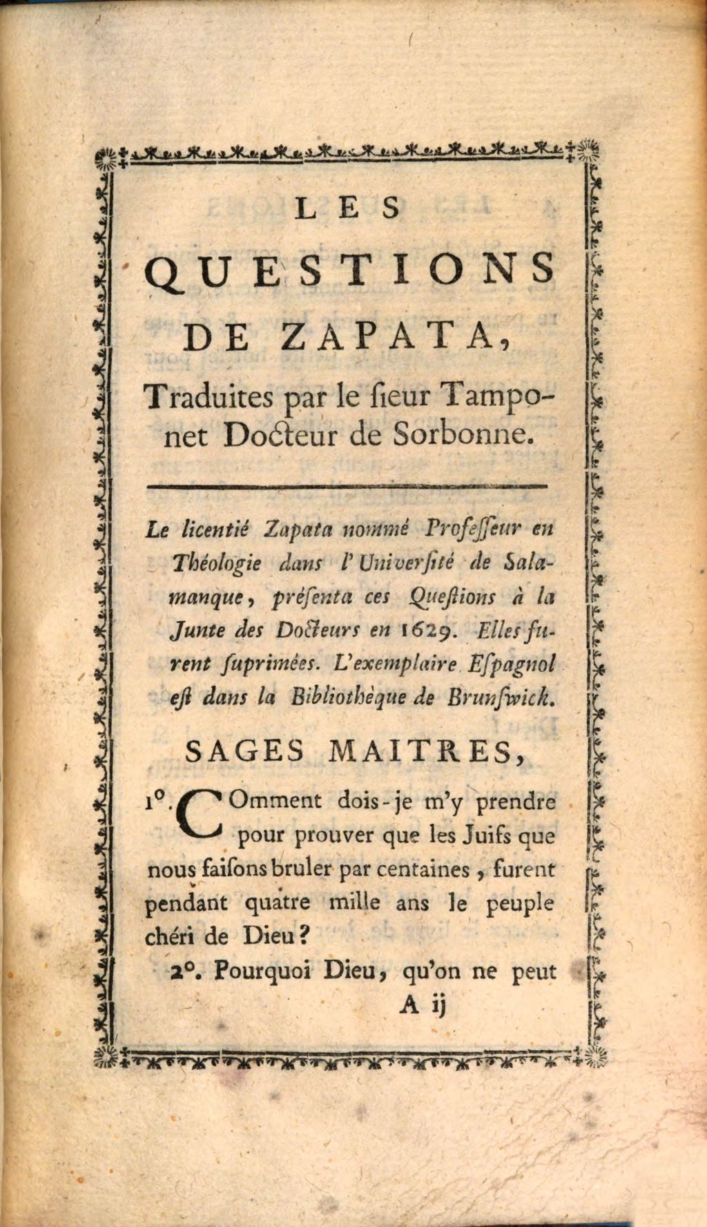 Cover of Les questions de Zapata