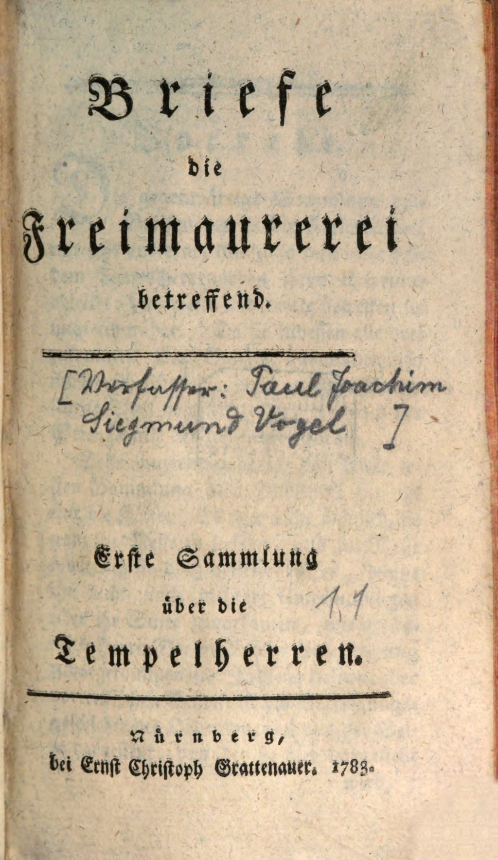 Cover of Briefe die Freimaurerei betreffend. 1,1, Über die Tempelherren