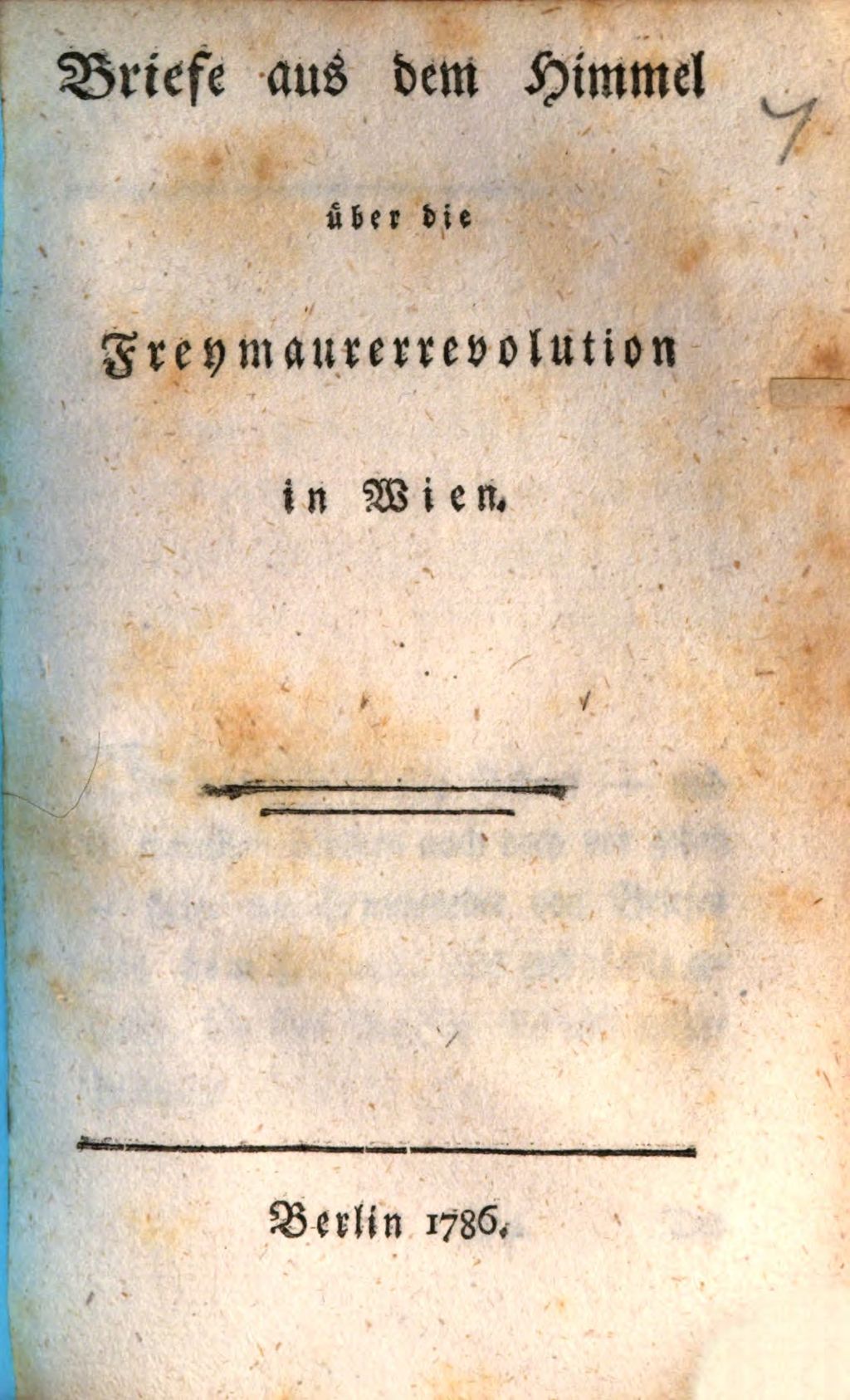 Cover of Briefe aus dem Himmel über die Freymaurerrevolution in Wien