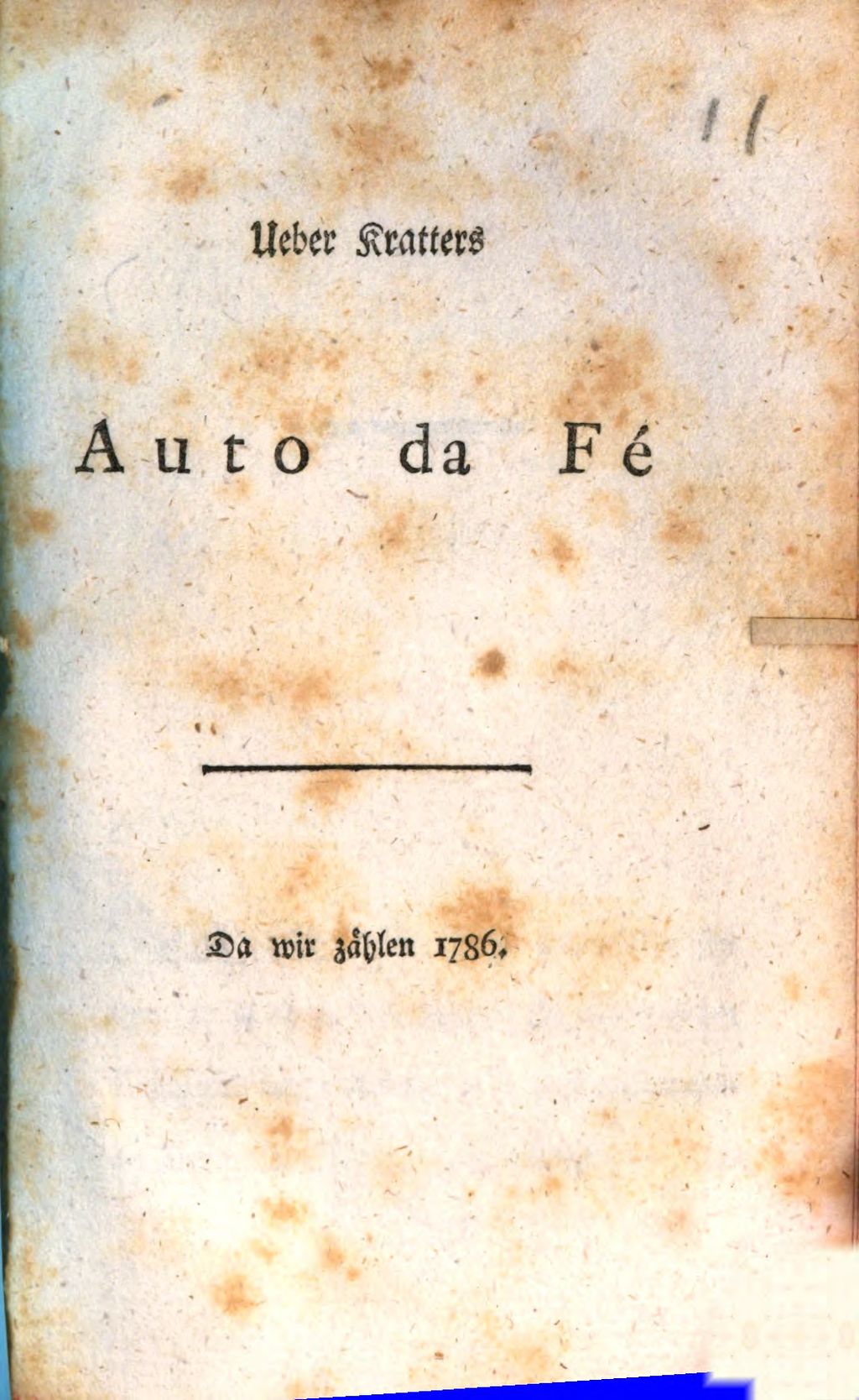 Cover of Ueber Kratters Auto da Fé