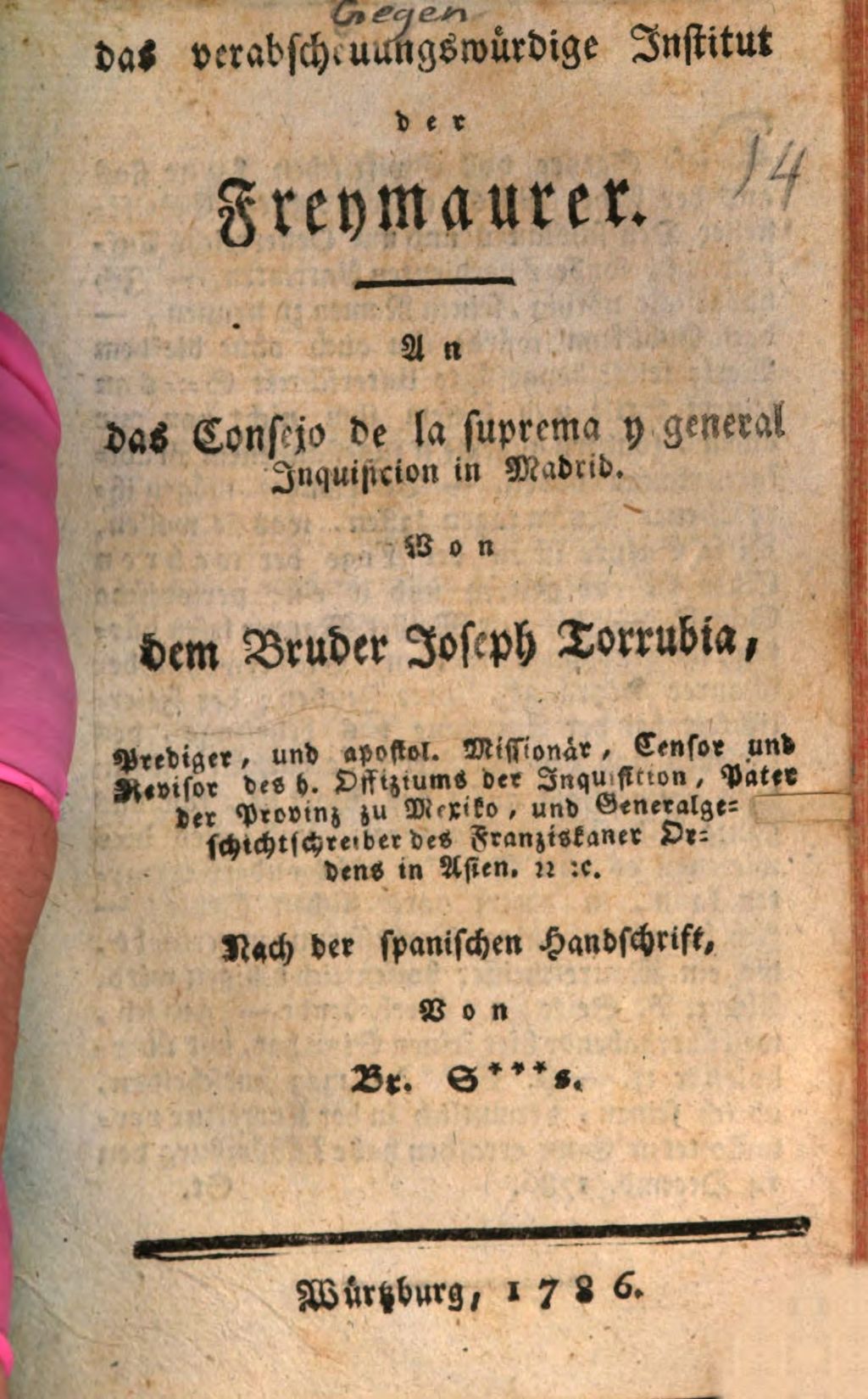Cover of Gegen das verabscheuungswürdige Institut der Freymaurer