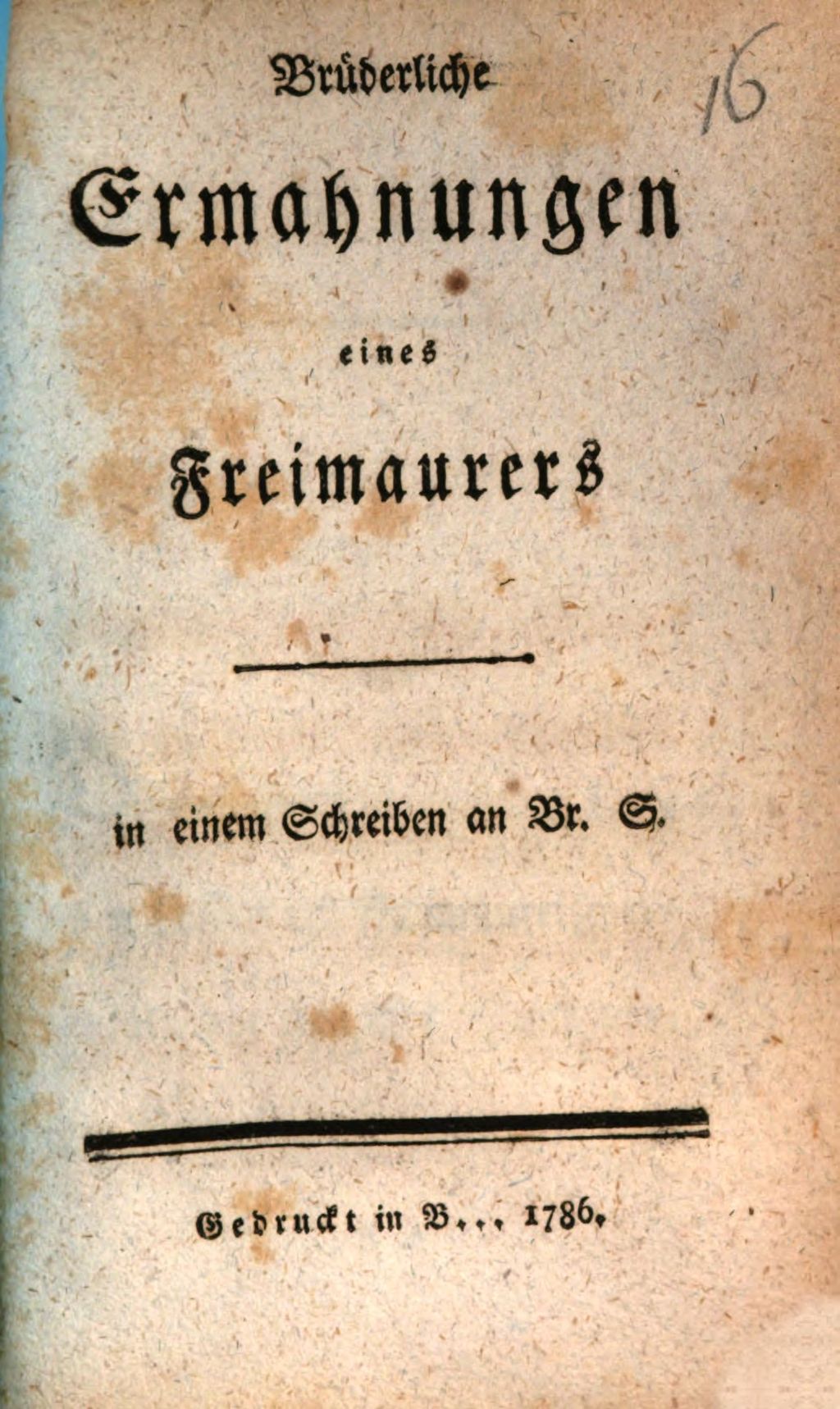 Cover of Brüderliche Ermahnungen eines Freimaurers
