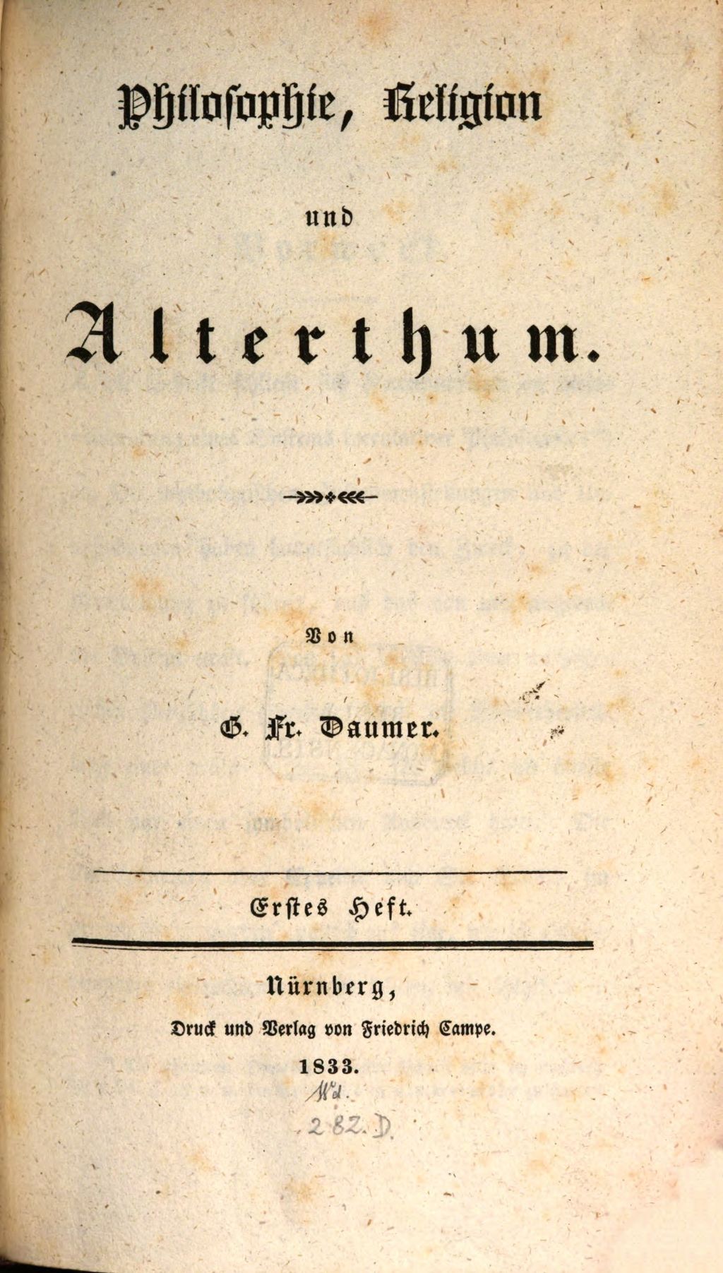 Cover of Philosophie, Religion und Alterthum. 1