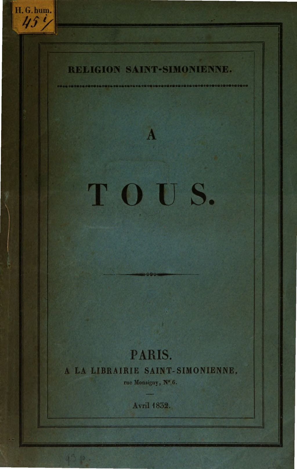 Cover of Religion Saint-Simonienne