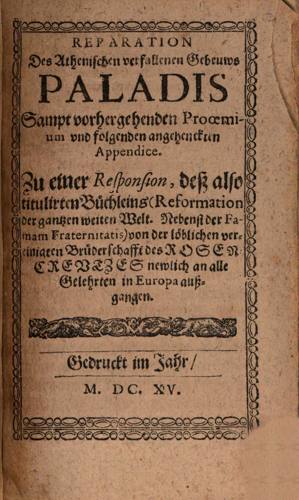 Cover of Reparation Des Athenischen verfallenen Gebeuws Paladis