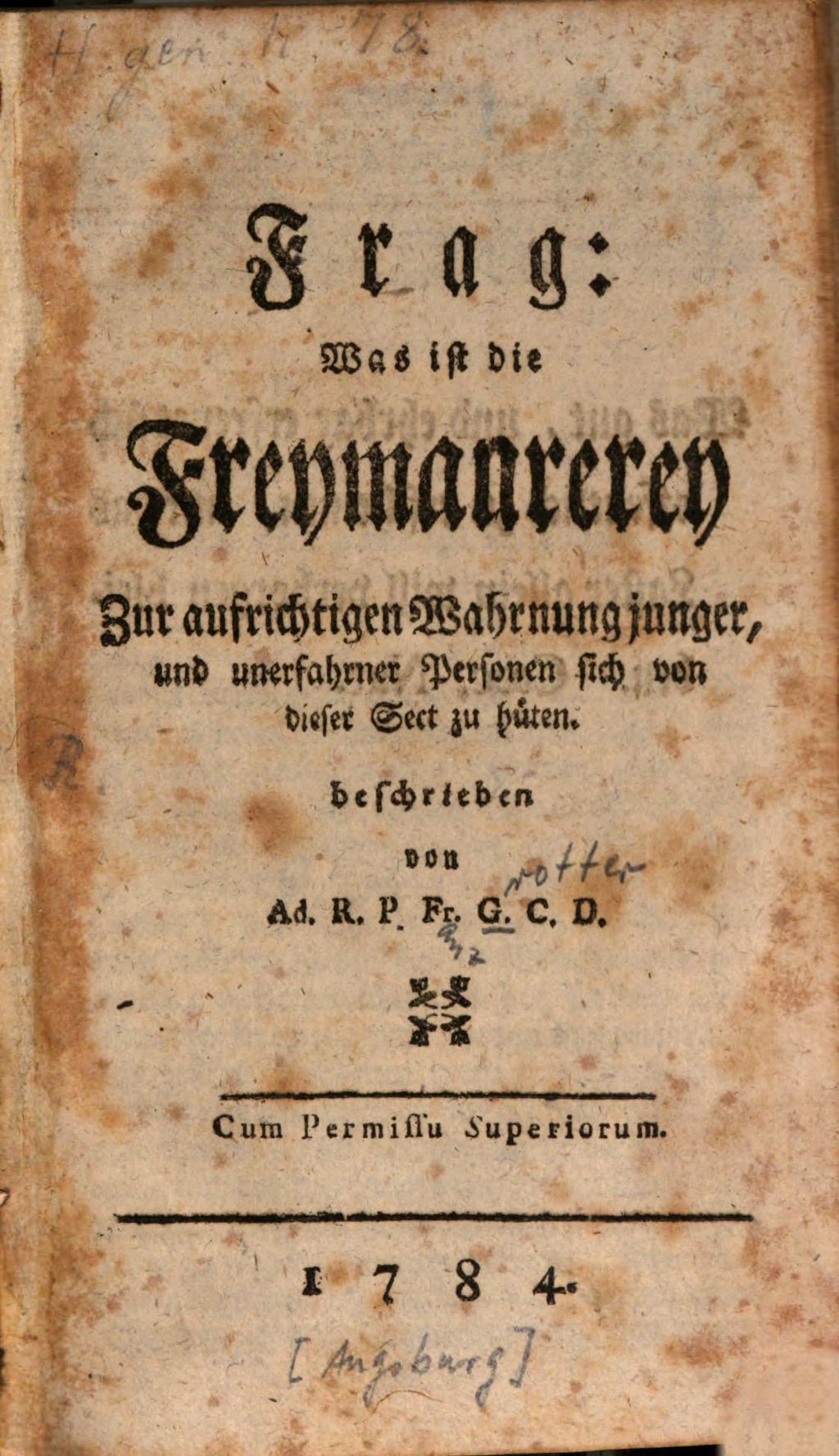Cover of Frag: Was ist die Freymaurerey