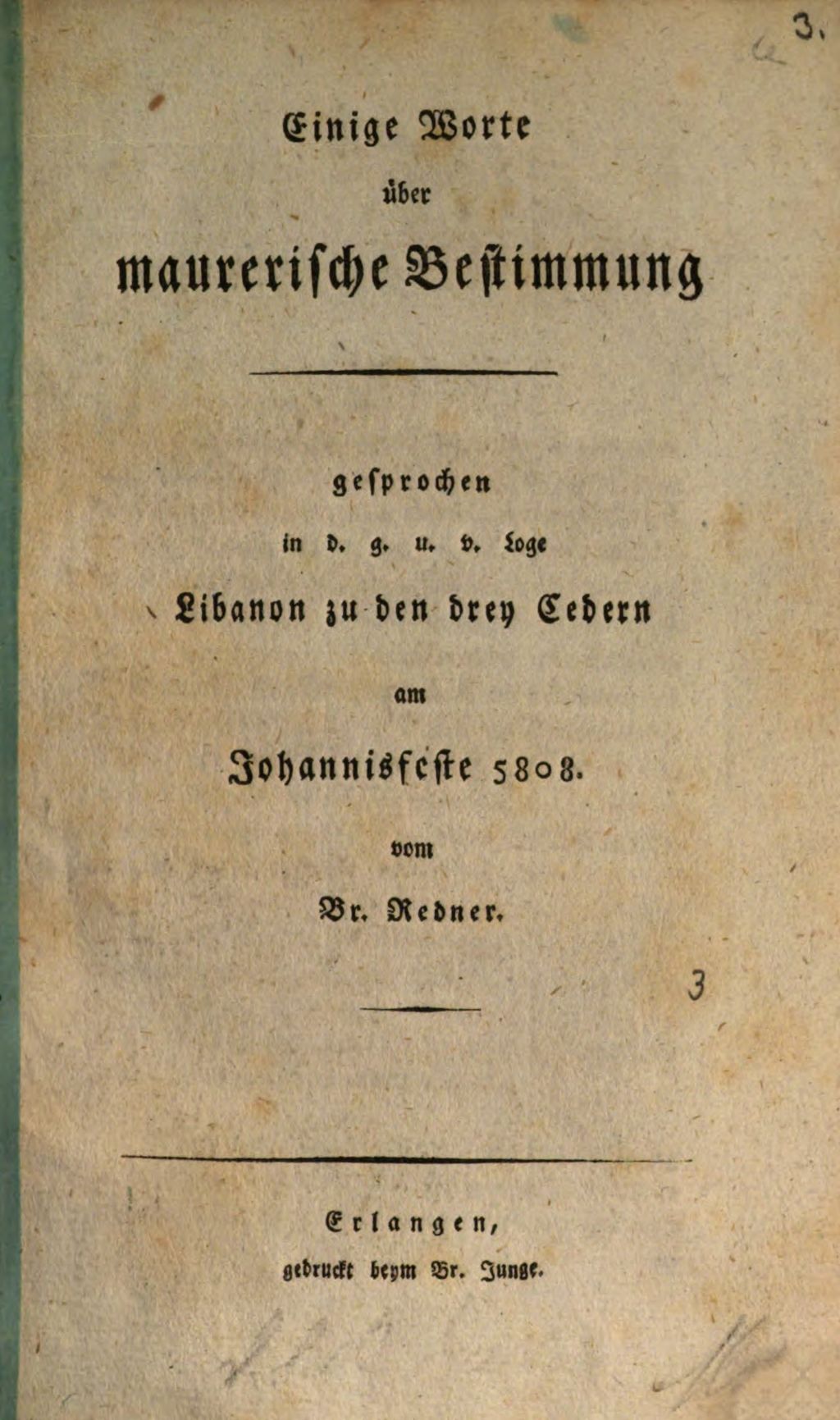 Cover of Einige Worte über maurerische Bestimmung