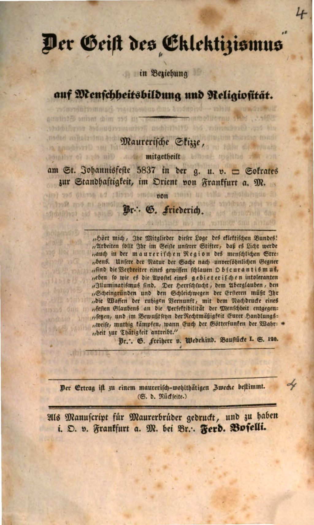 Cover of Der Geist des Elektizismus in Beziehung auf Menschheitsbildung und Religiosität