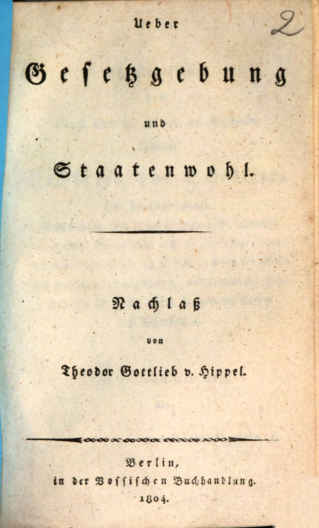 Cover of Ueber Gesetzgebung und Staatenwohl