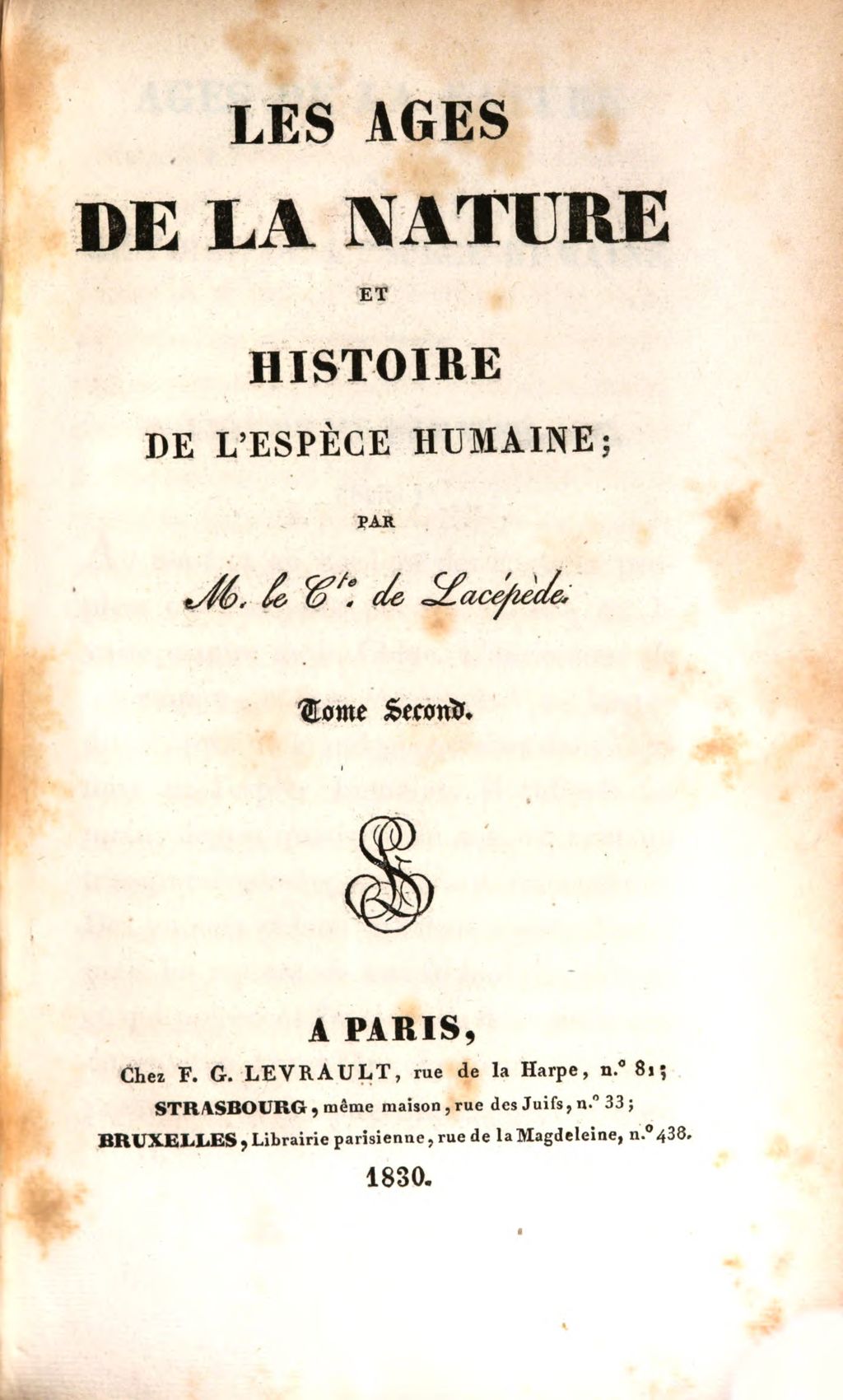 Cover of Les ages de la nature et histoire de l'espèce humaine. 2
