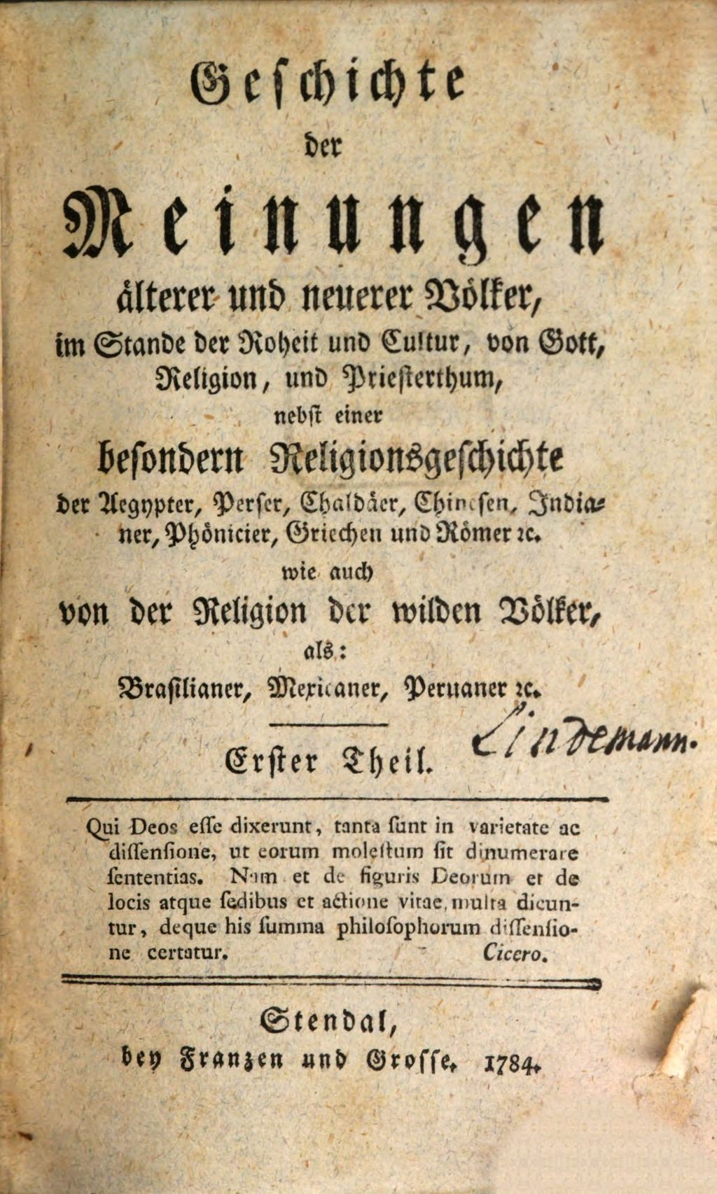 Cover of Geschichte der Meinungen älterer und neuerer Völker, im Stande der Roheit und Cultur, von Gott, Religion und Priesterthum