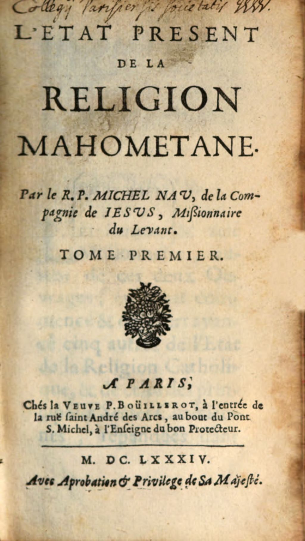 Cover of L' état présent de la religion Mahometane. 1