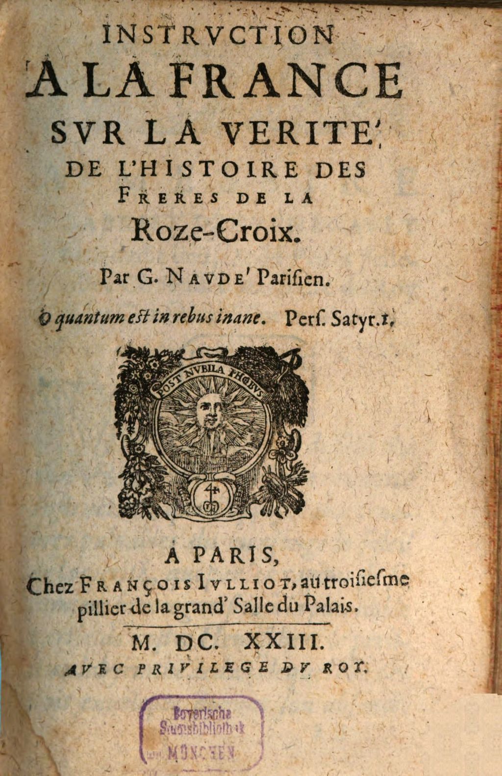 Cover of Instruction à la France sur la vérité de l'histoire des Frères de la Roze-Croix