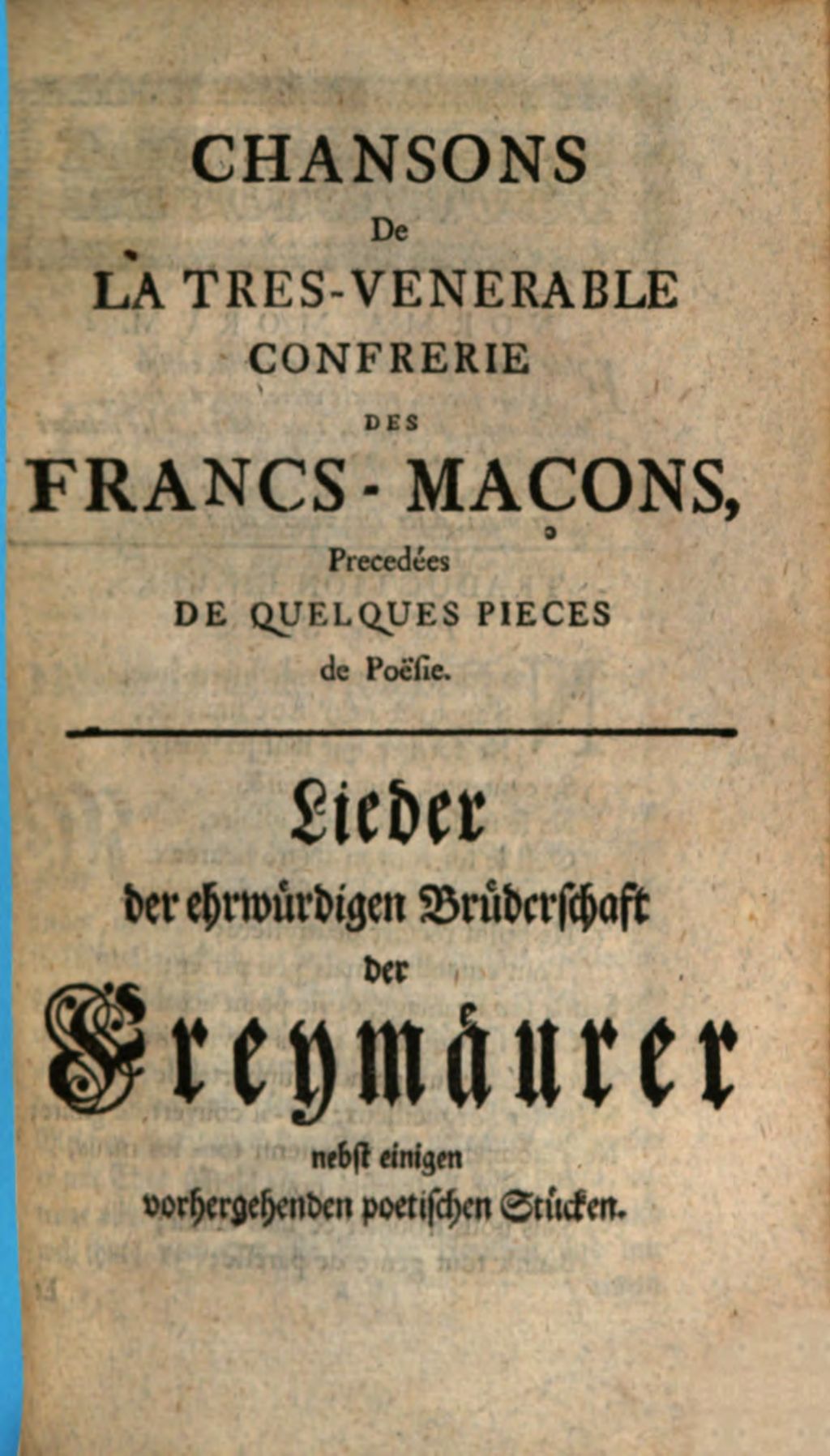 Cover of De la Chanson confrerie des Francs-Maçons