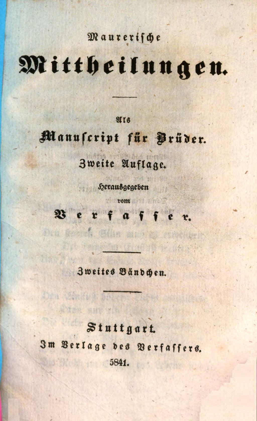 Cover of Maurerische Mittheilungen