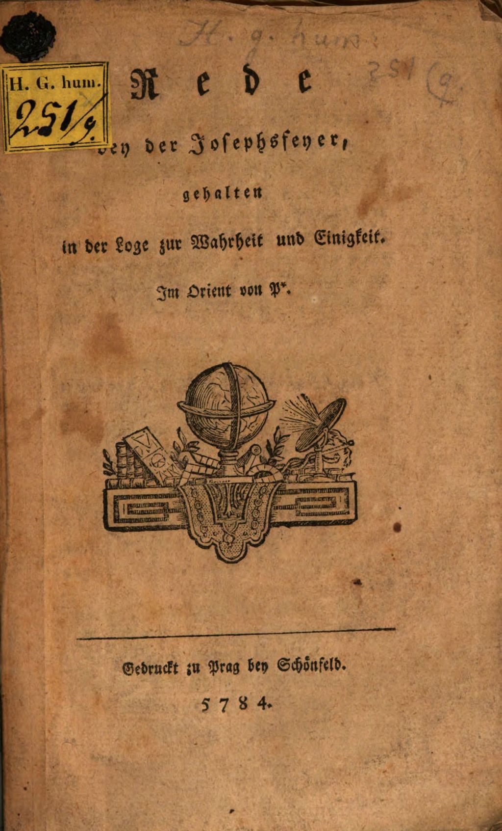 Cover of Rede bey der Josephsfeyer, gehalten in der Loge zur Wahrheit und Einigkeit