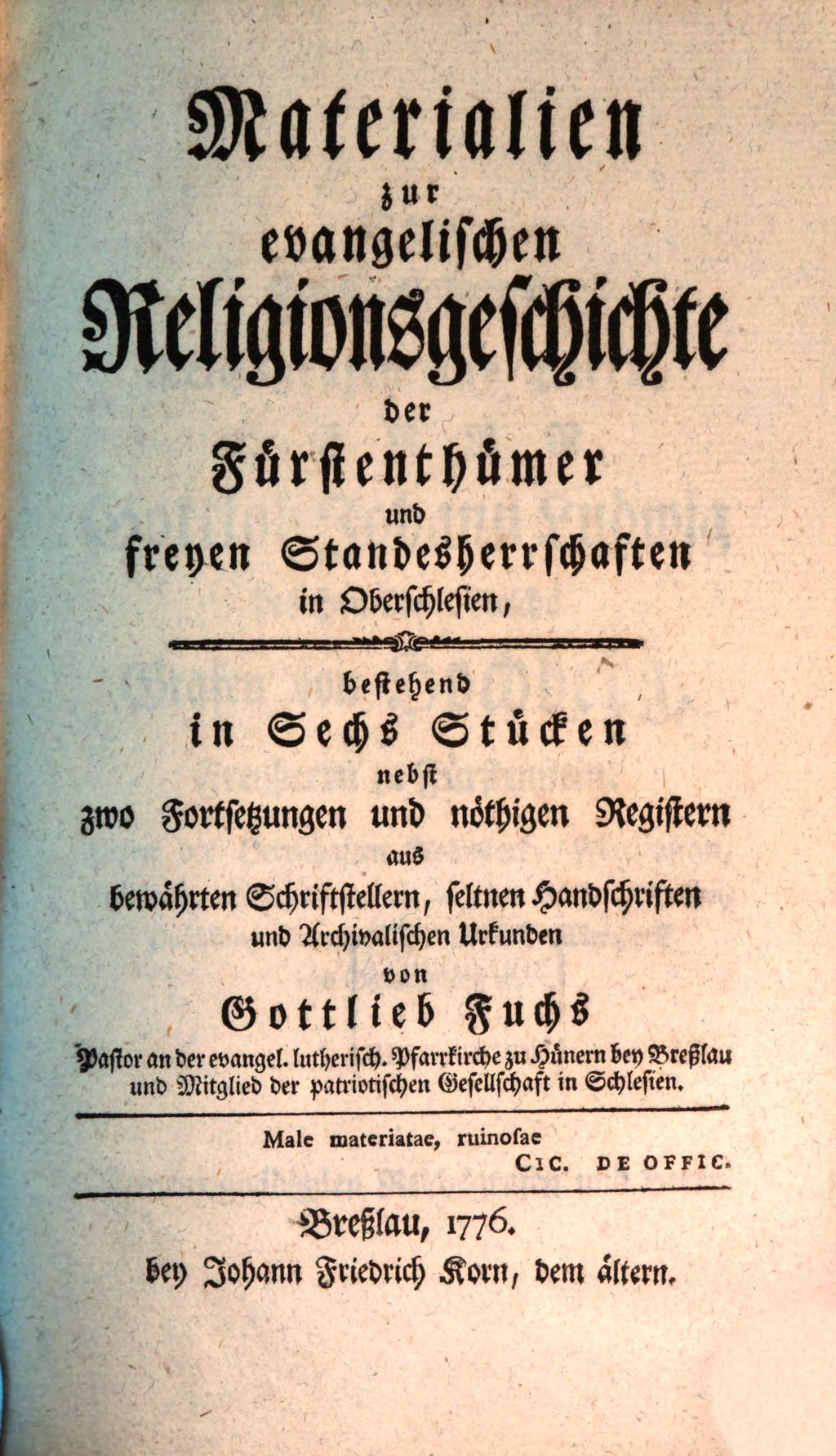 Cover of Materialien zur evangelischen Religionsgeschichte der Fürstenthümer und freyen Standesherrschaften in Oberschlesien