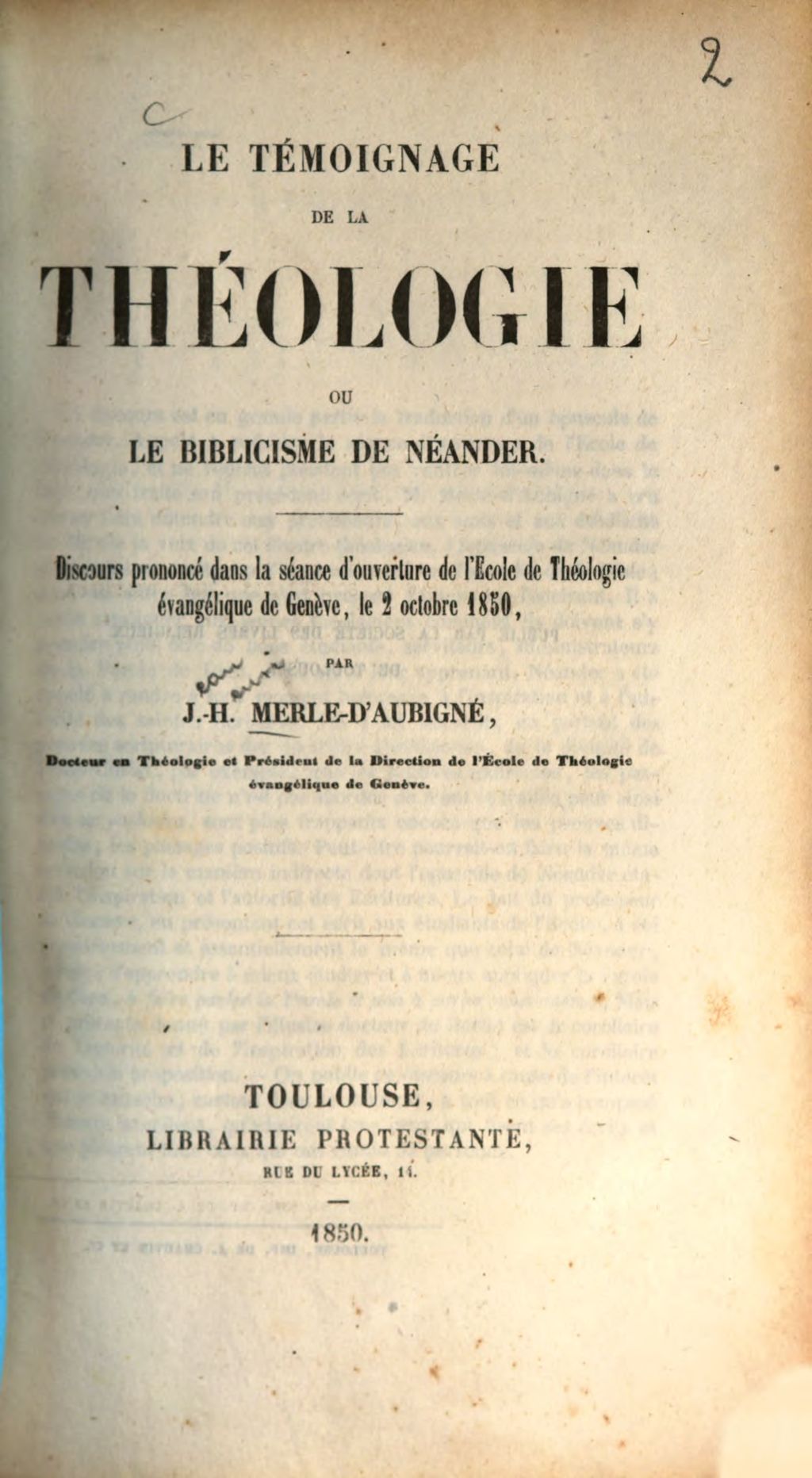 Cover of Le témoignage de la théologie ou le biblicisme de Néander