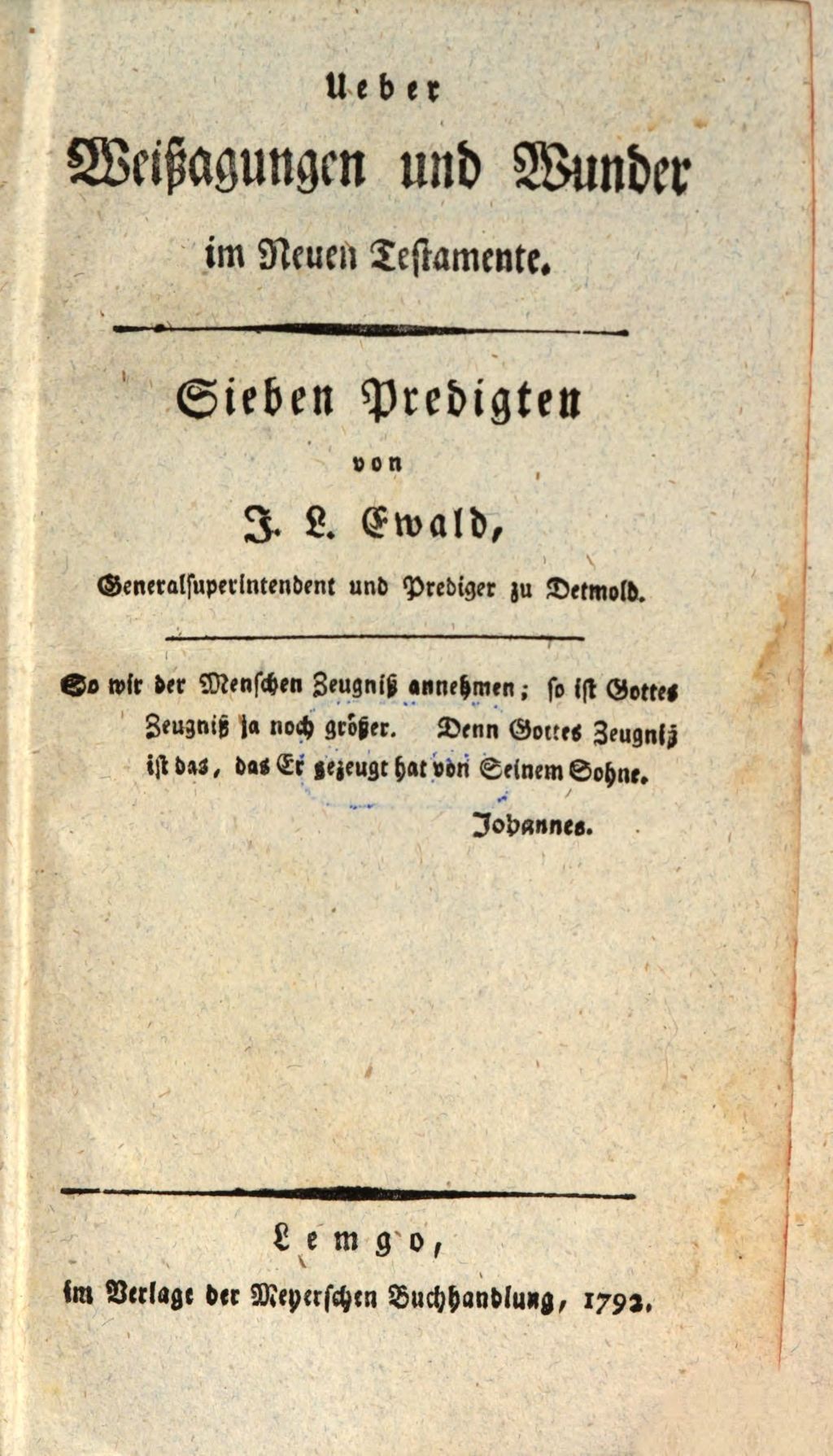 Cover of Predigten über die wichtigste und eigenthümlichste Lehren des Christenthums. 7, Ueber Weißagungen und Wunder im Neuen Testamente