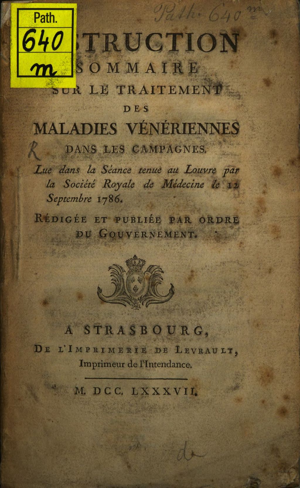 Cover of Instruction Sommaire Sur Le Traitement Des Maladies Vénériennes Dans Les Campagnes