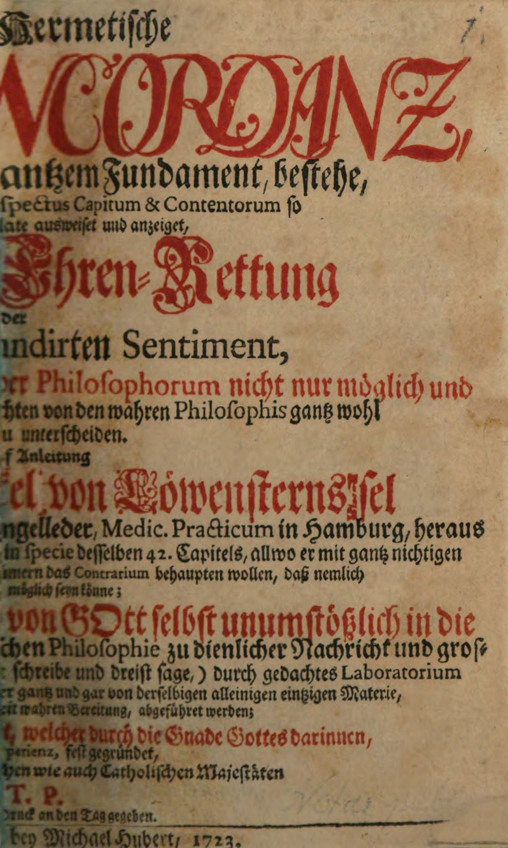 Cover of Königliche Hermetische Special-Concordanz