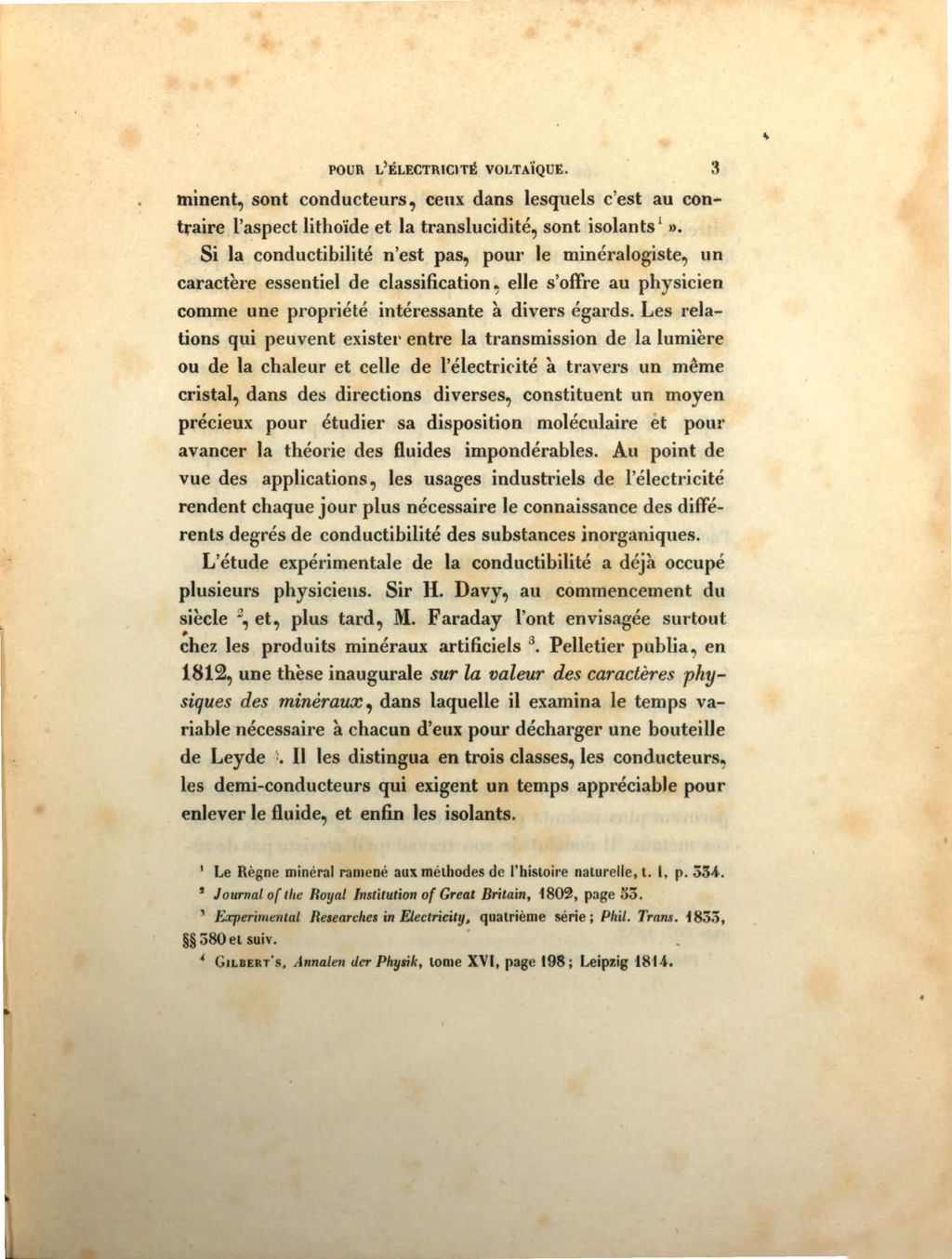 Cover of Recherches sur la conductibilité des minéraux pour l'électricité voltaique