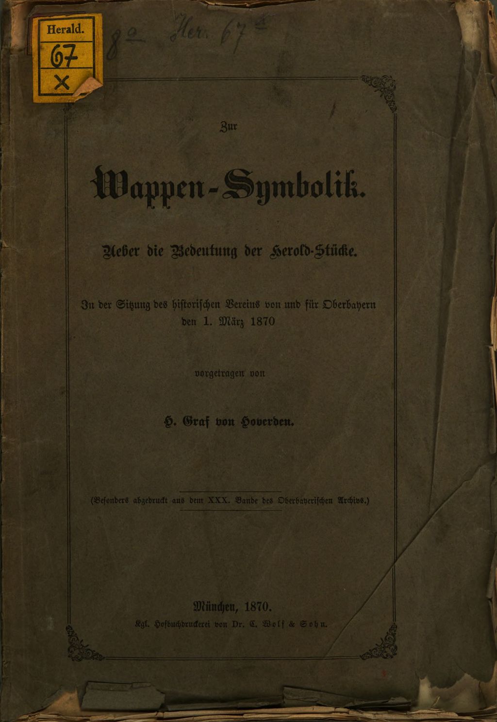 Cover of Zur Wappen- Symbolik