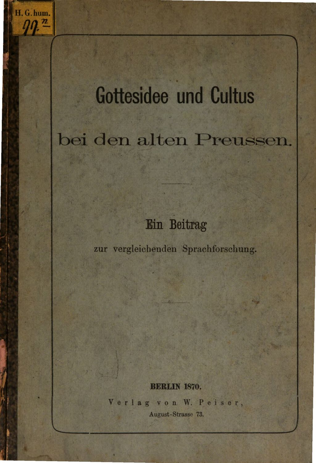 Cover of Gottesidee und Cultus bei den alten Preussen