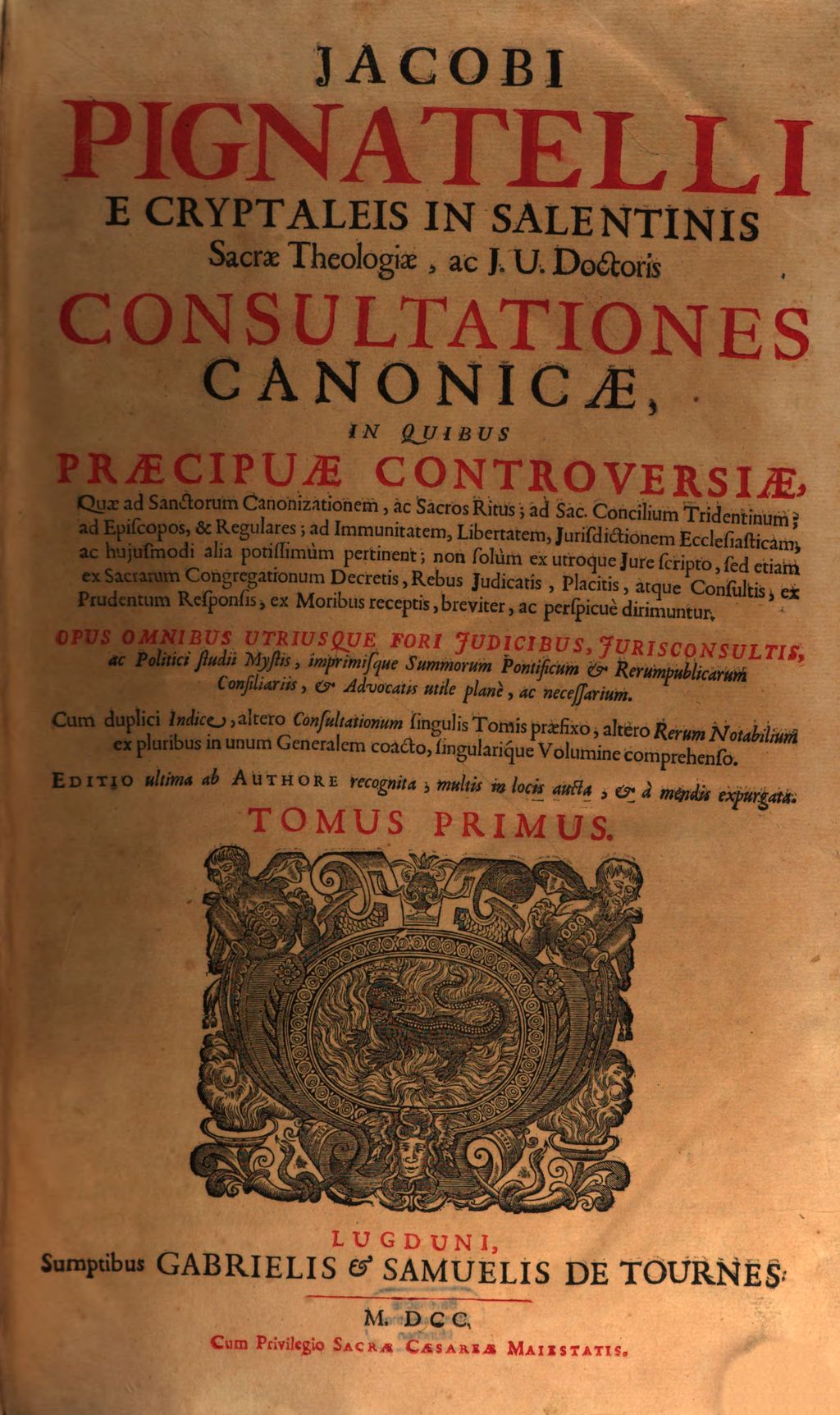 Cover of Consultationum canonicarum in quo praecipuae controversiae de iis, quae ad sanctorum canonizationem, ac sacros ritus . 1