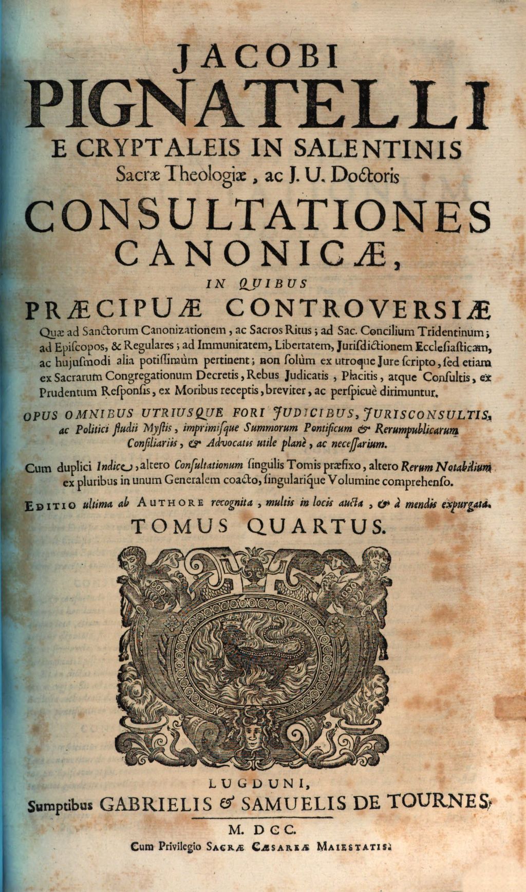 Cover of Consultationum canonicarum in quo praecipuae controversiae de iis, quae ad sanctorum canonizationem, ac sacros ritus . 4