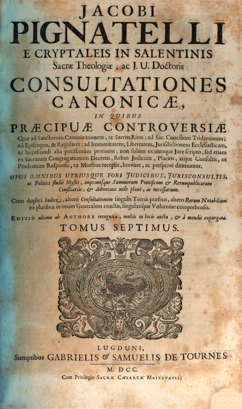 Cover of Consultationum canonicarum in quo praecipuae controversiae de iis, quae ad sanctorum canonizationem, ac sacros ritus . 7