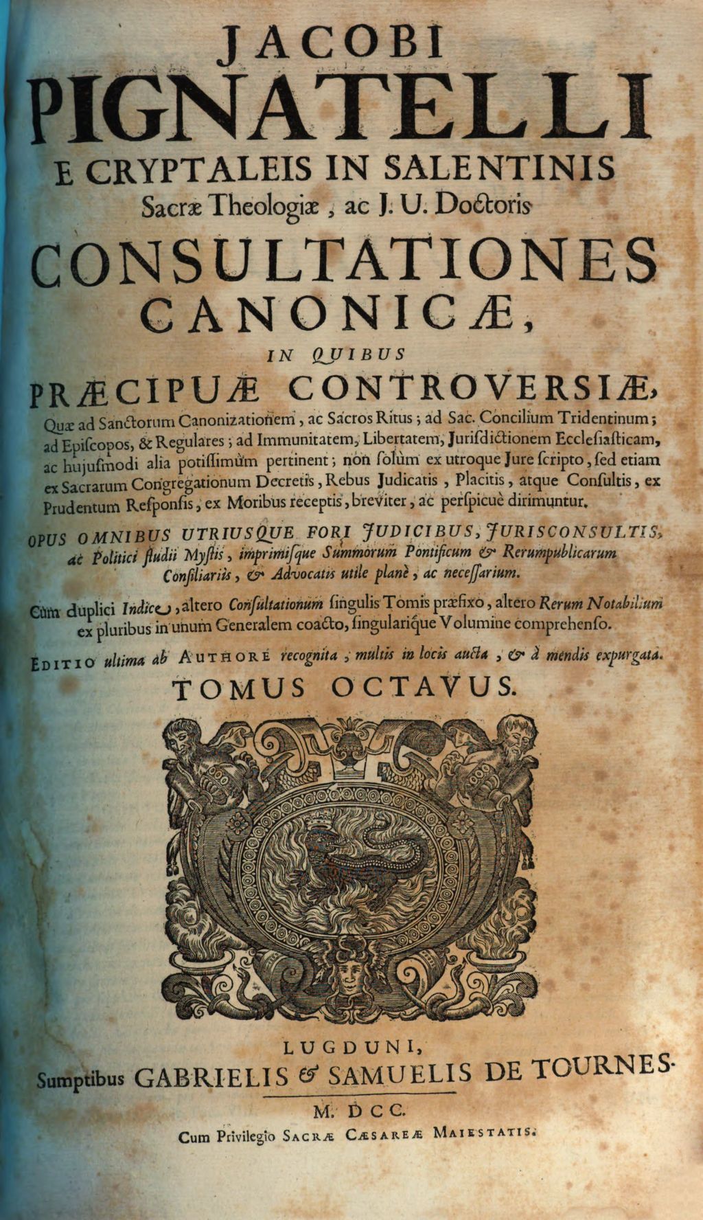 Cover of Consultationum canonicarum in quo praecipuae controversiae de iis, quae ad sanctorum canonizationem, ac sacros ritus . 8